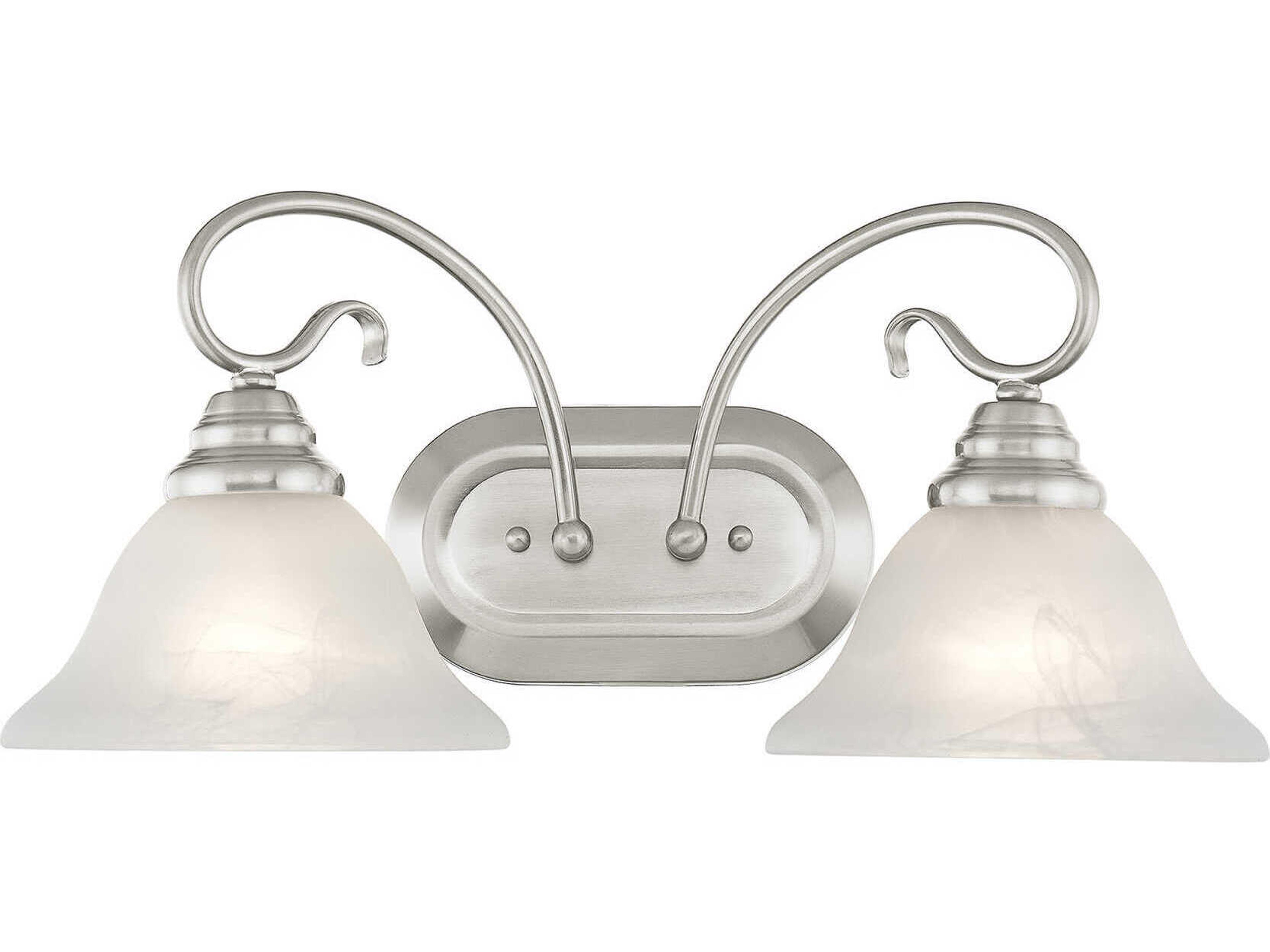 Coronado 2-Light Brushed Nickel White Glass Vanity Light
