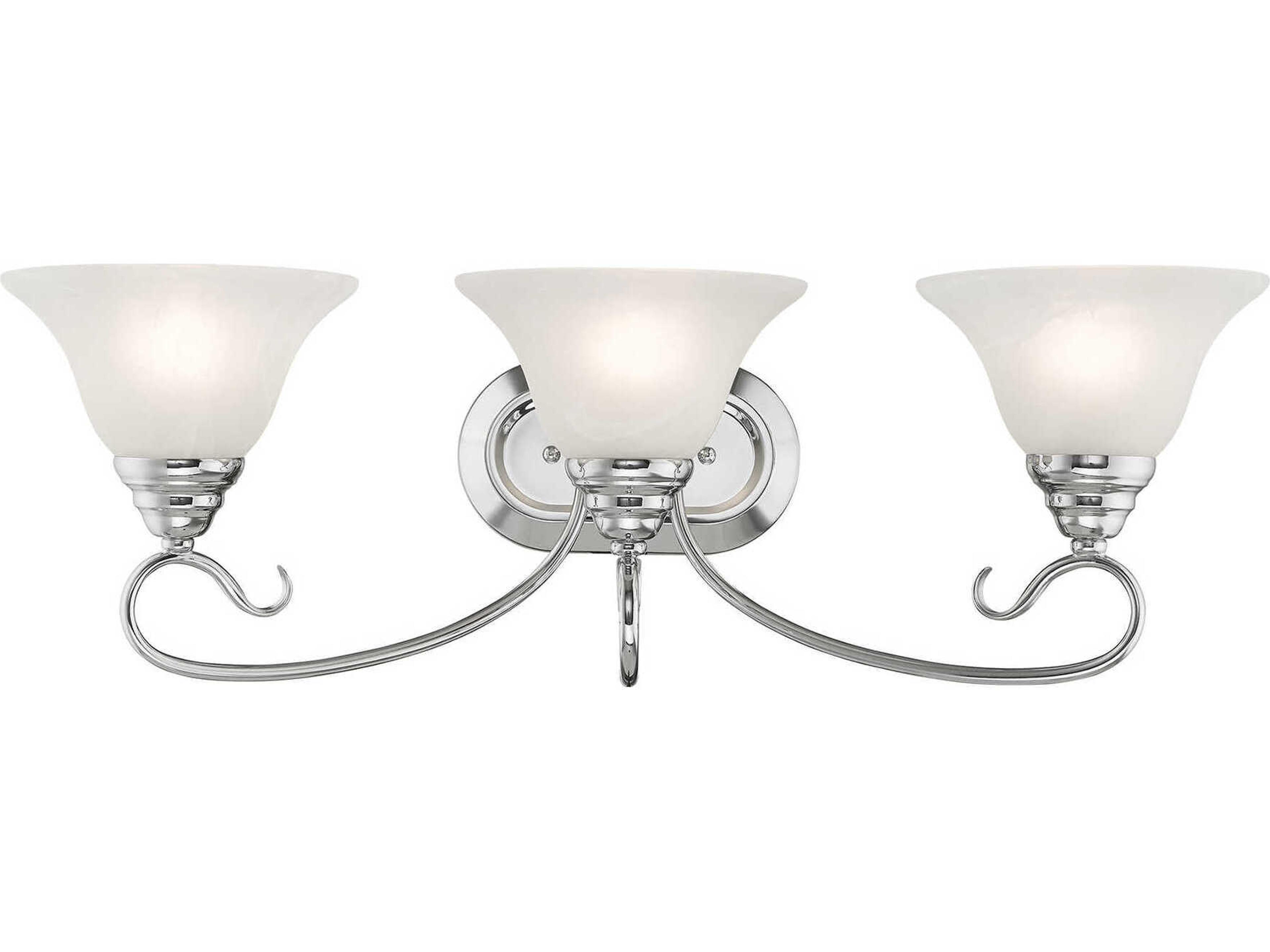 Coronado 3-Light Polished Chrome White Glass Vanity Light