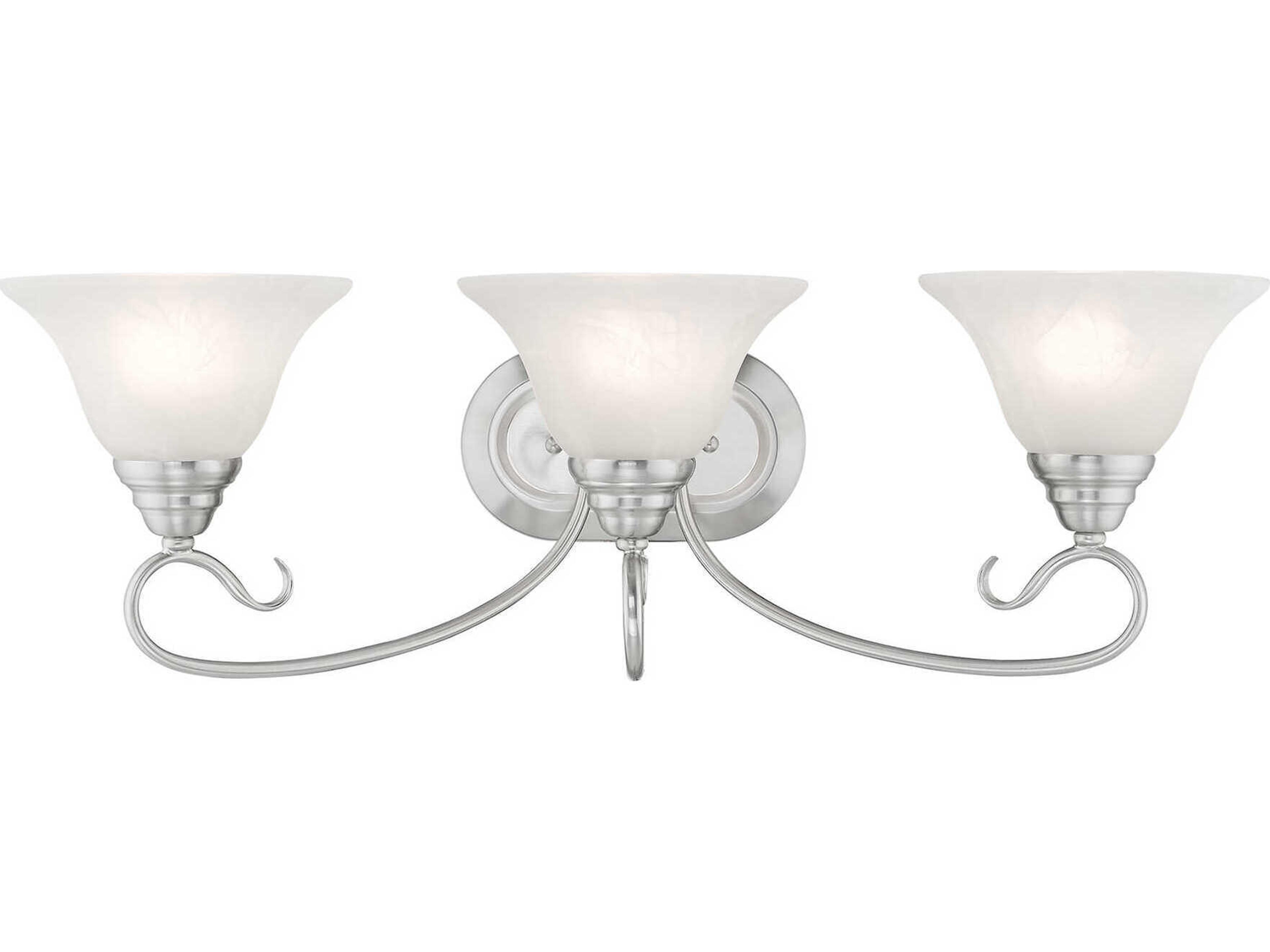 Coronado 3-Light Brushed Nickel White Glass Vanity Light