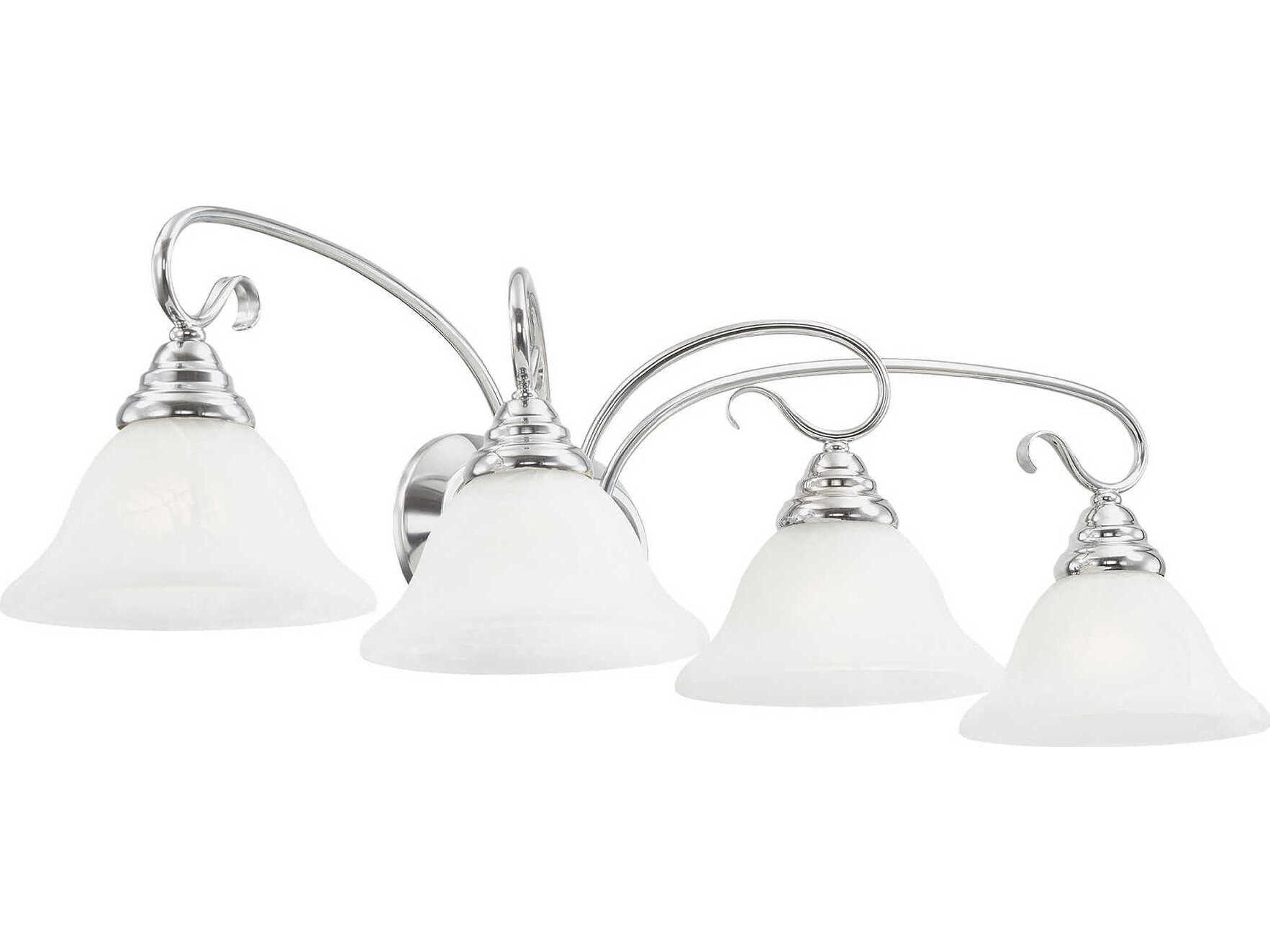 Livex Lighting Coronado 4-Light Polished Chrome White Glass Vanity Light
