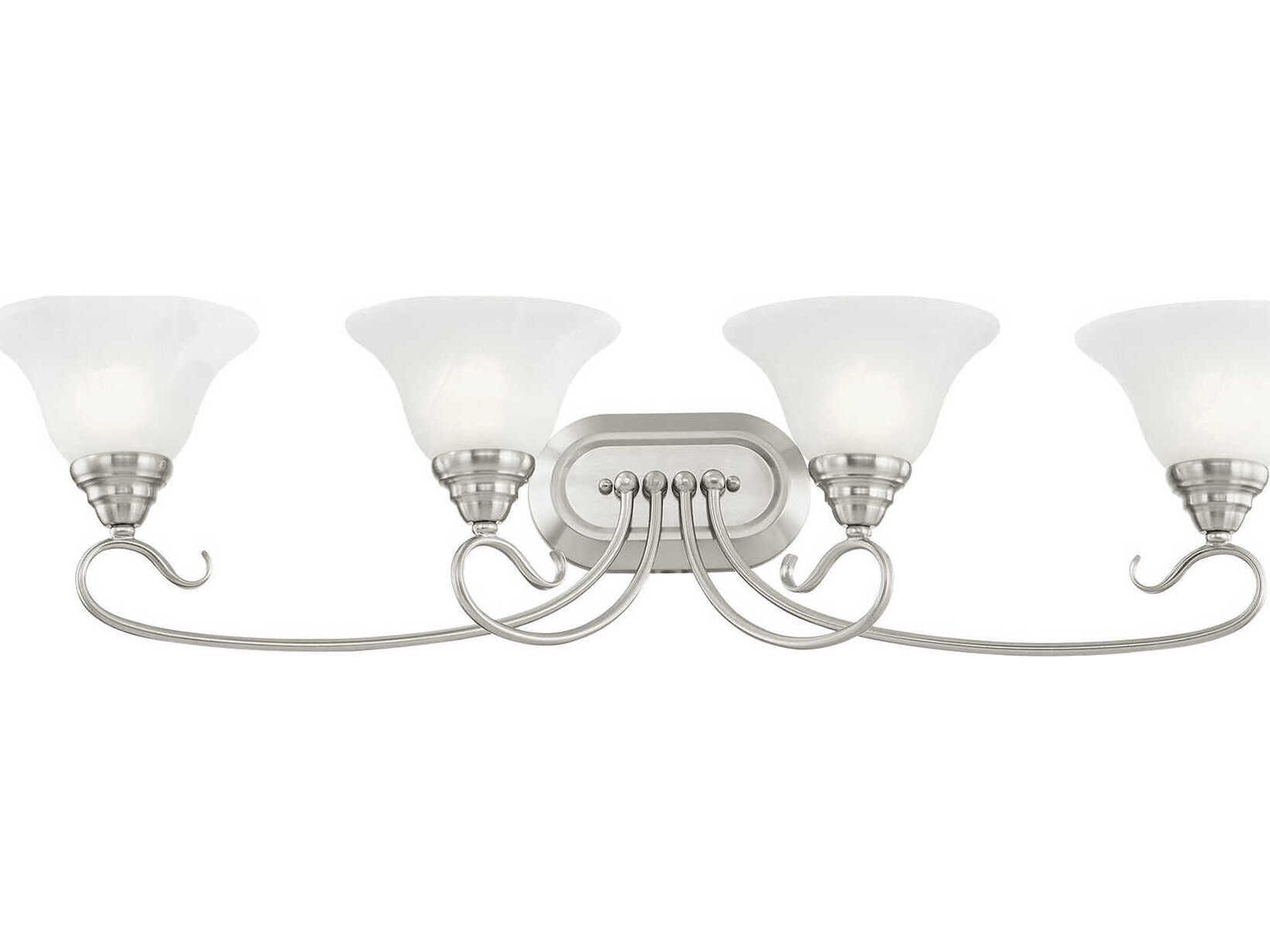Livex Lighting Coronado 4-Light Brushed Nickel White Glass Vanity Light