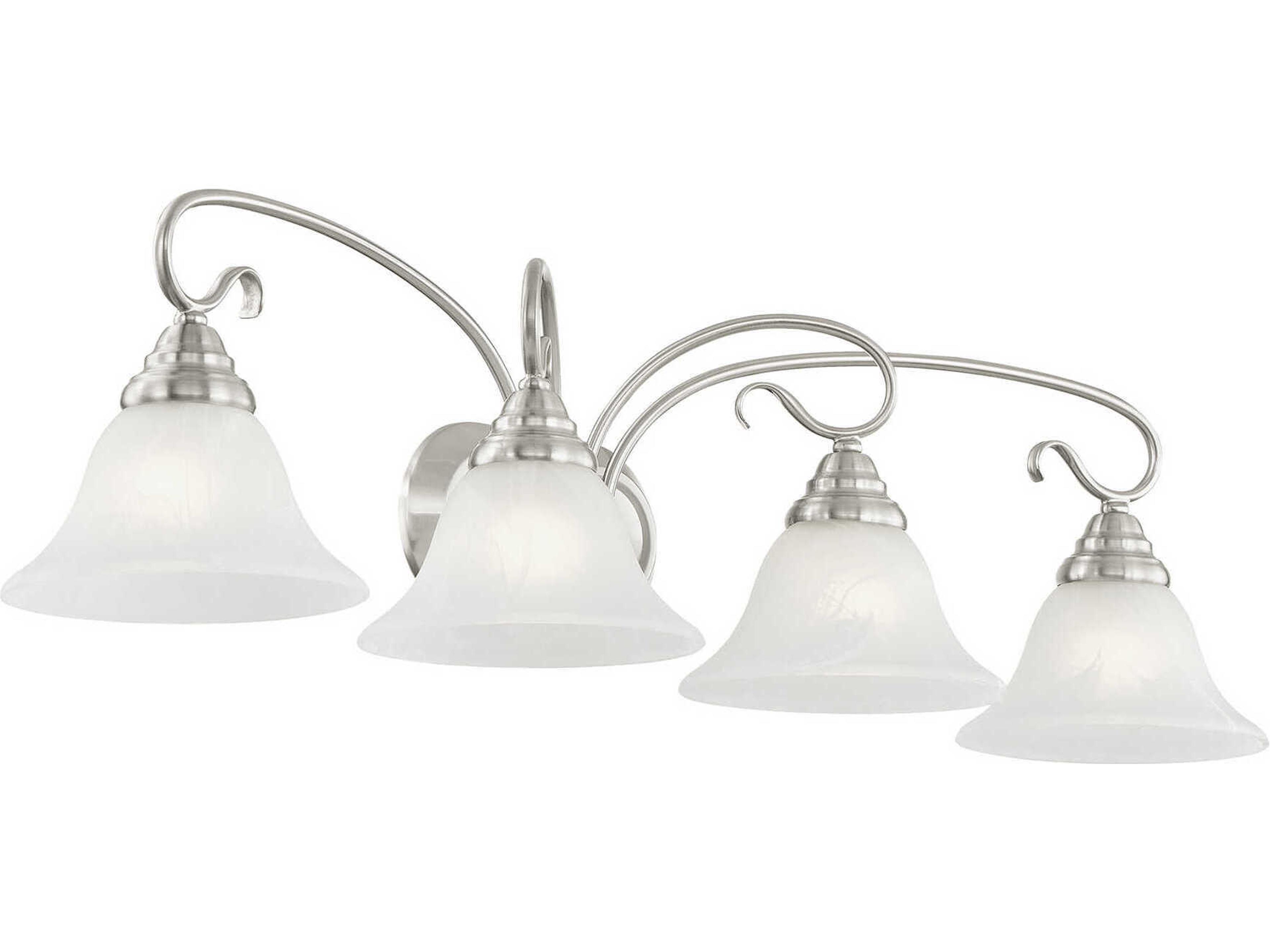 Livex Lighting Coronado 4-Light Brushed Nickel White Glass Vanity Light