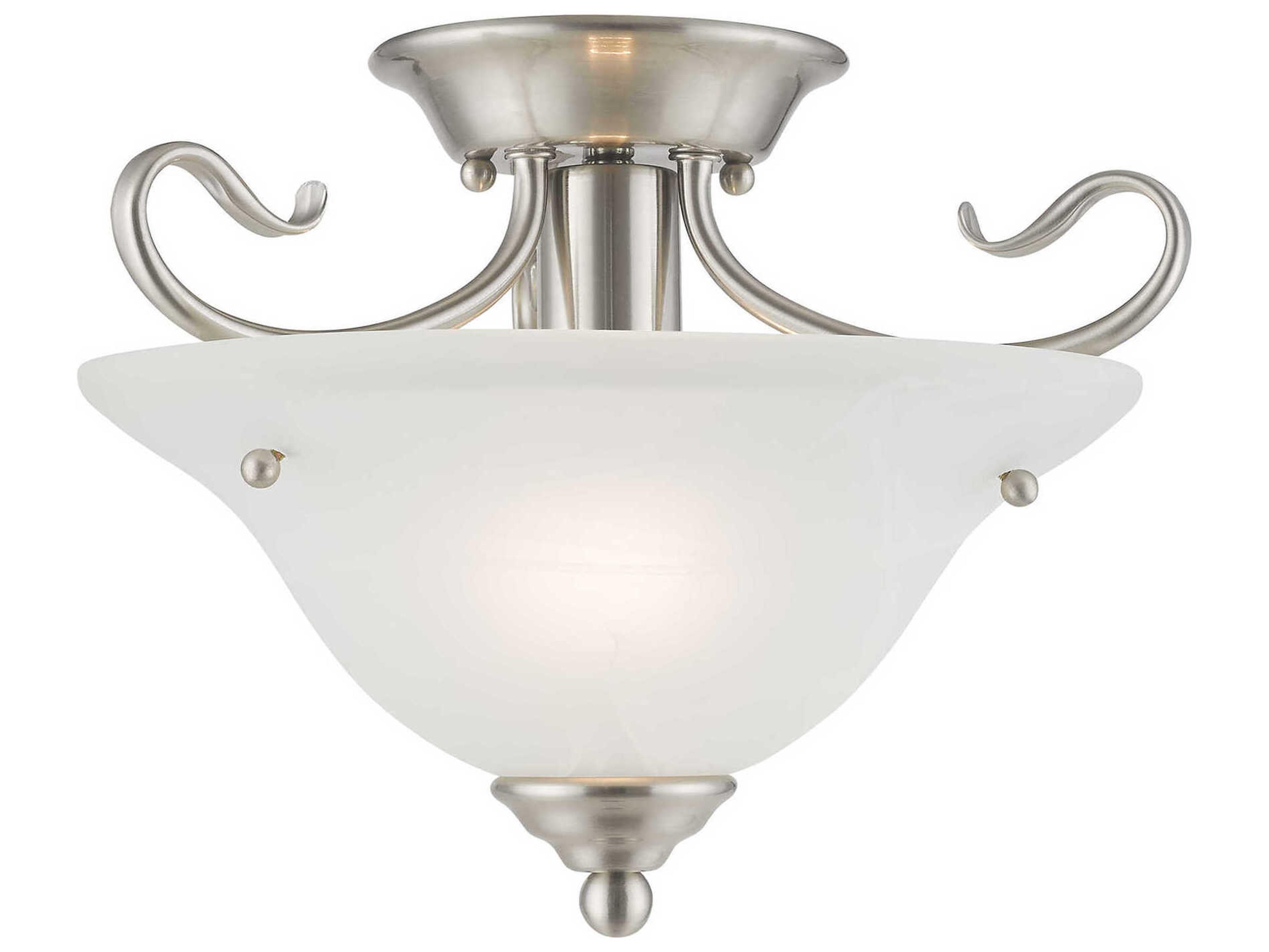 Coronado 1-Light Brushed Nickel White Glass Bell Semi Flush Mount