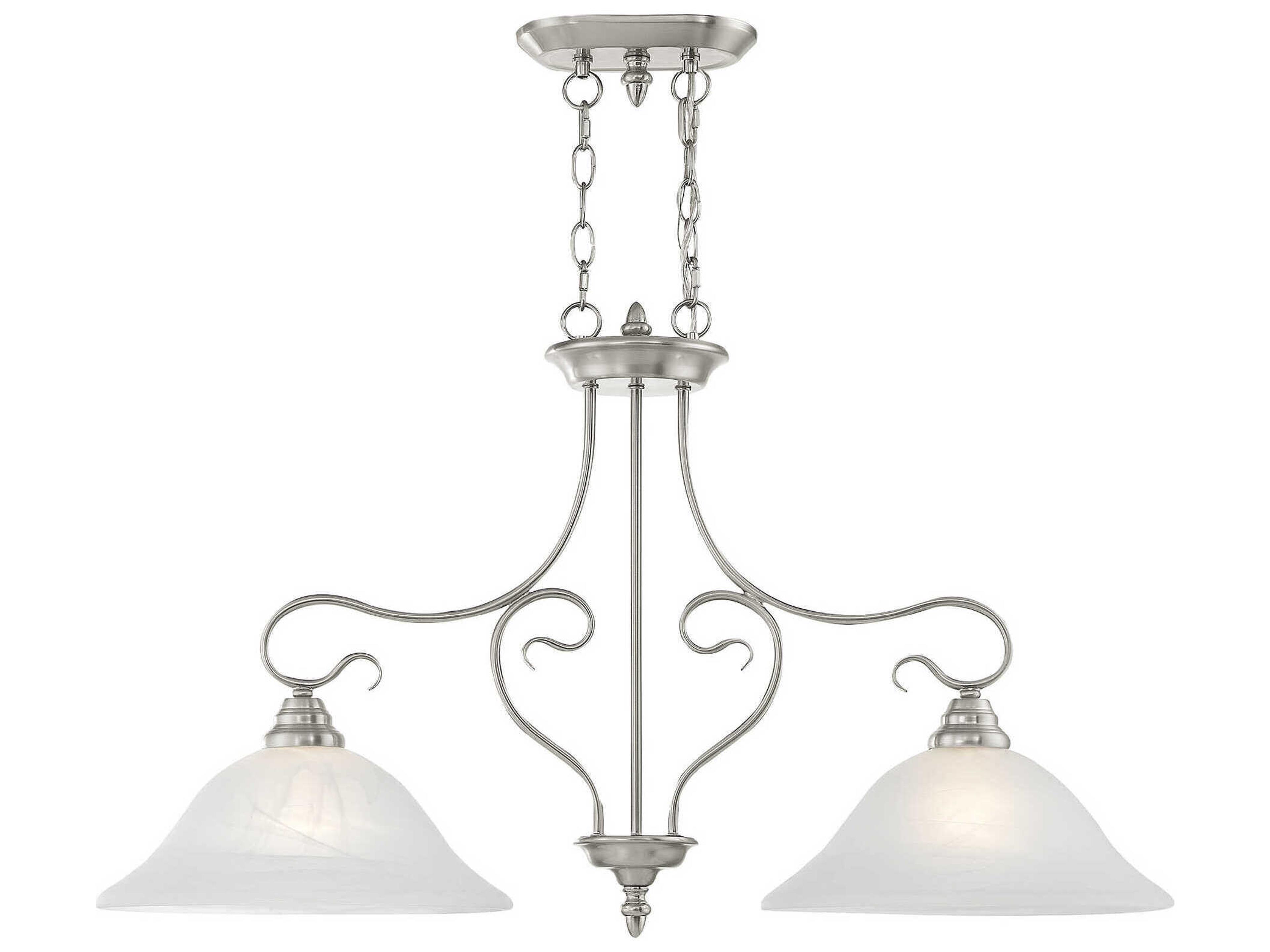 Coronado 2-Light Brushed Nickel White Glass Bell Island Pendant