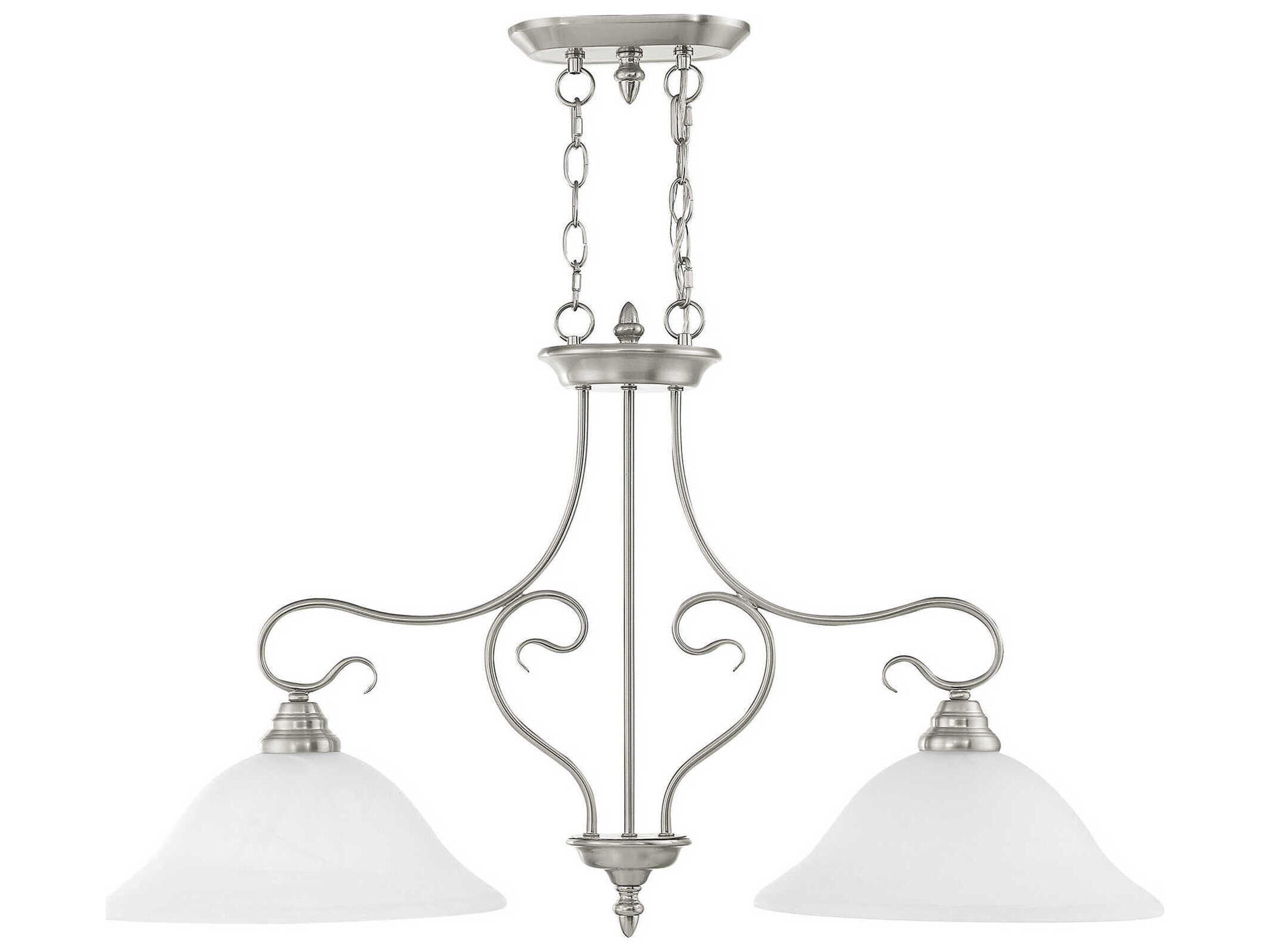 Livex Lighting Coronado 2-Light Brushed Nickel White Glass Bell Island Pendant