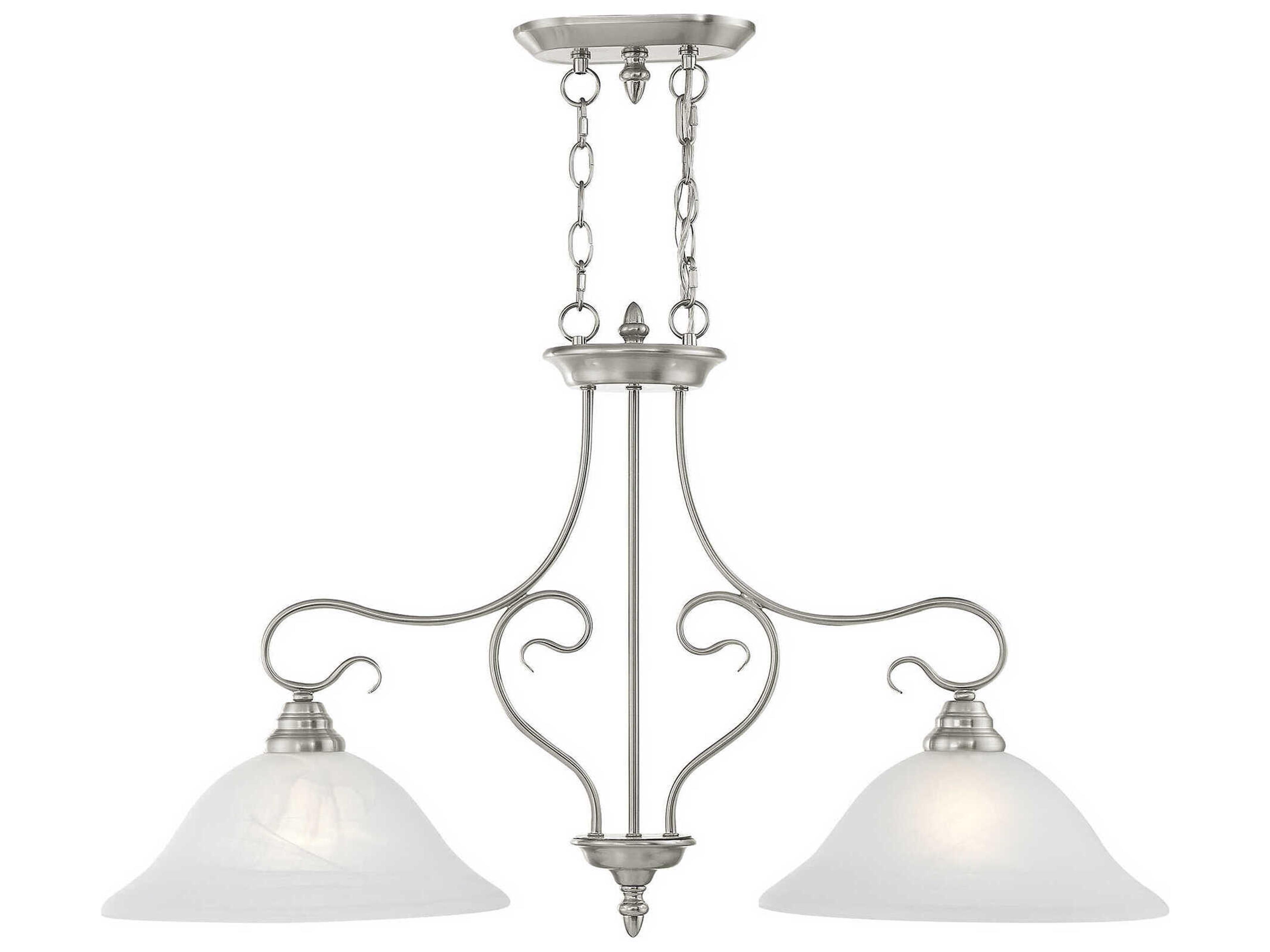 Livex Lighting Coronado 2-Light Brushed Nickel White Glass Bell Island Pendant