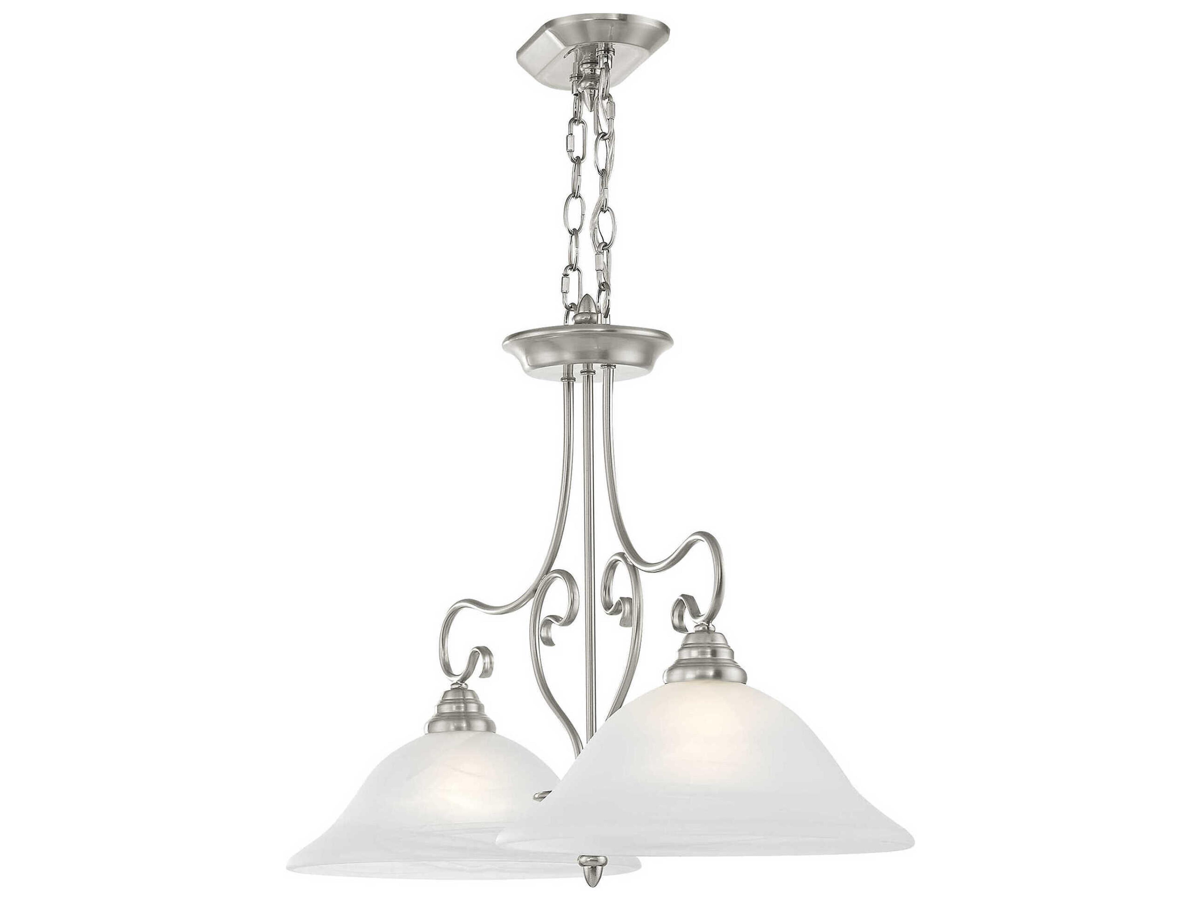 Livex Lighting Coronado 2-Light Brushed Nickel White Glass Bell Island Pendant