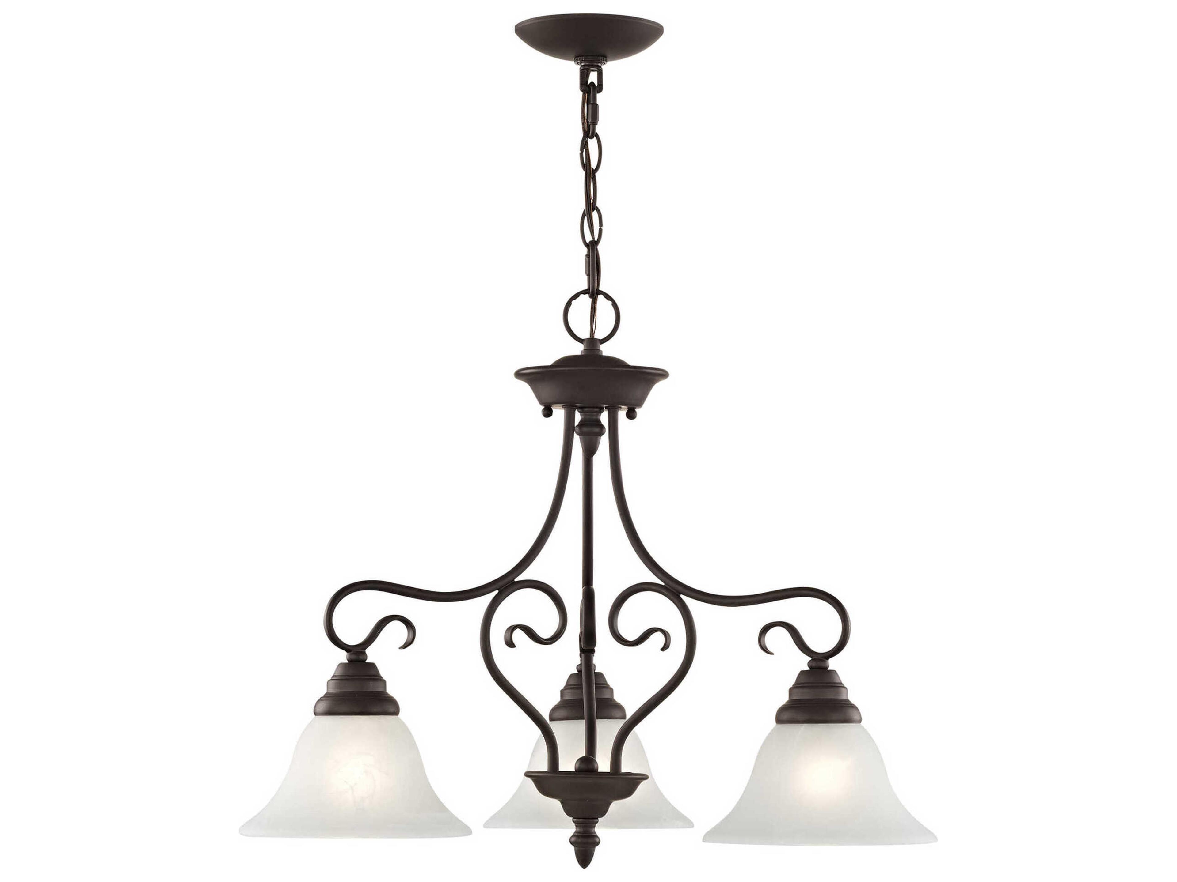 Coronado 3-Light Bronze White Glass Bell Chandelier