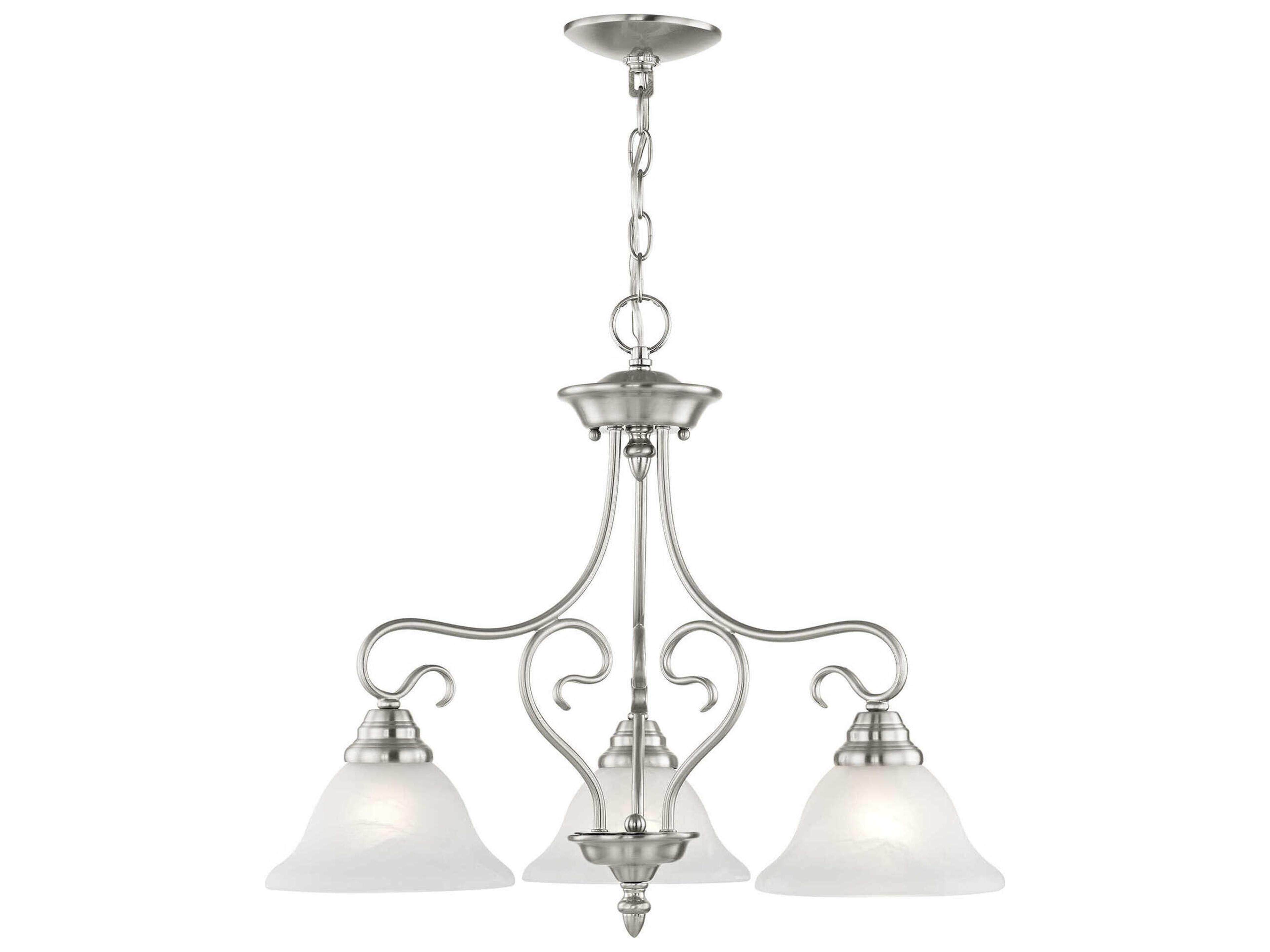 Coronado 3-Light Brushed Nickel White Glass Bell Chandelier