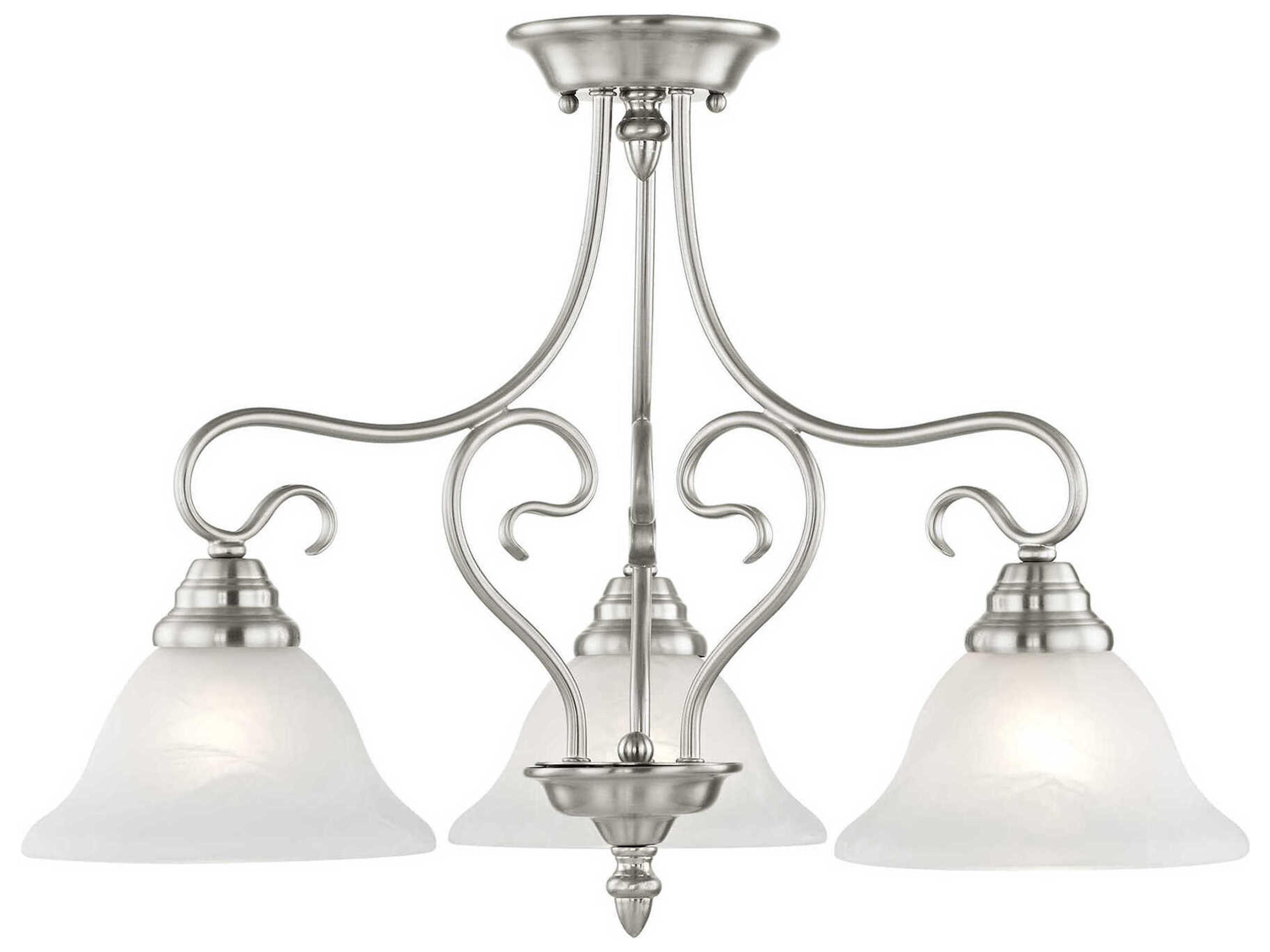 Livex Lighting Coronado 3-Light Brushed Nickel White Glass Bell Chandelier