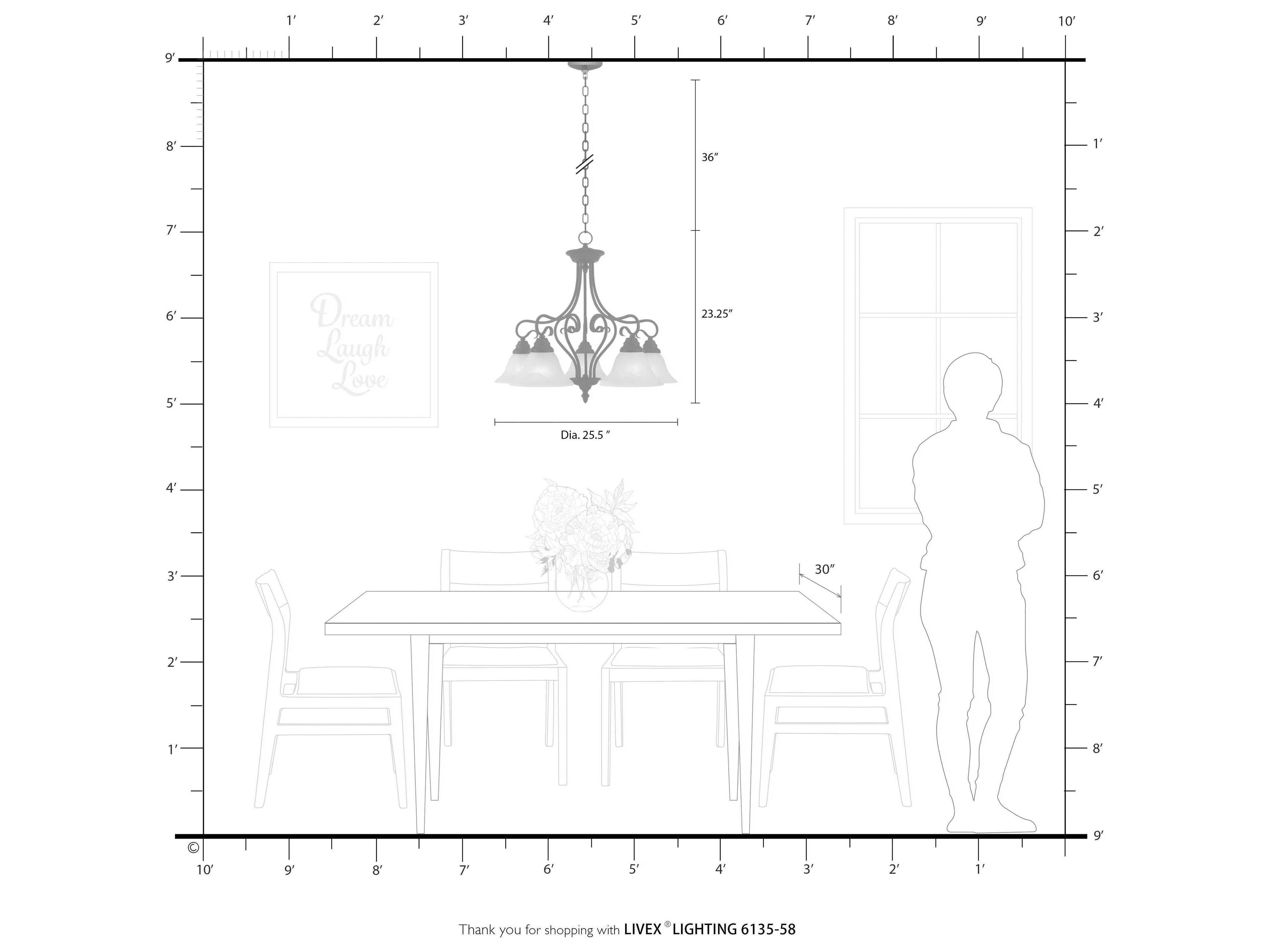 Livex Lighting Coronado 5-Light Imperial Bronze Glass Bell Chandelier