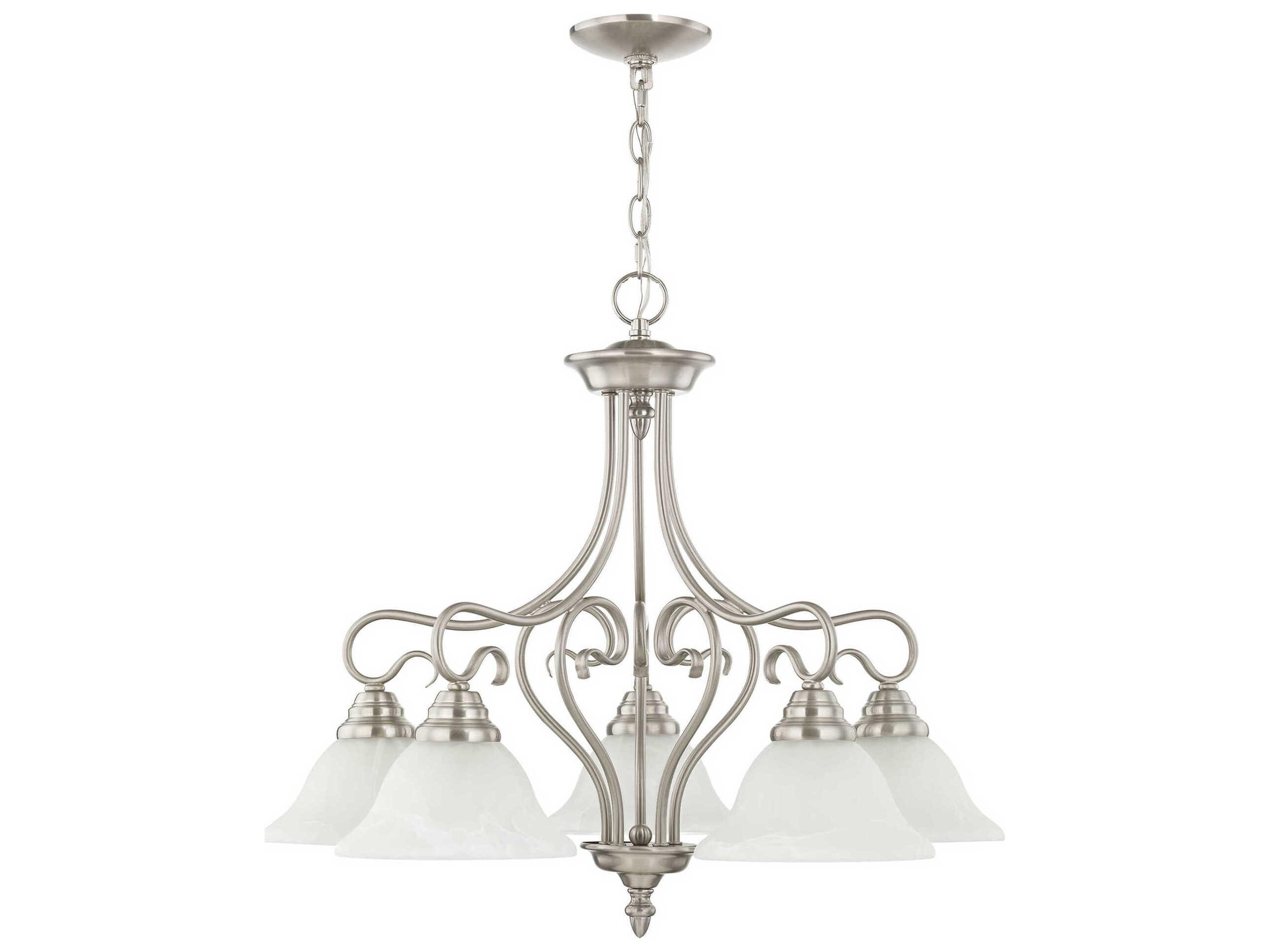 Livex Lighting Coronado 5-Light Brushed Nickel White Glass Bell Chandelier