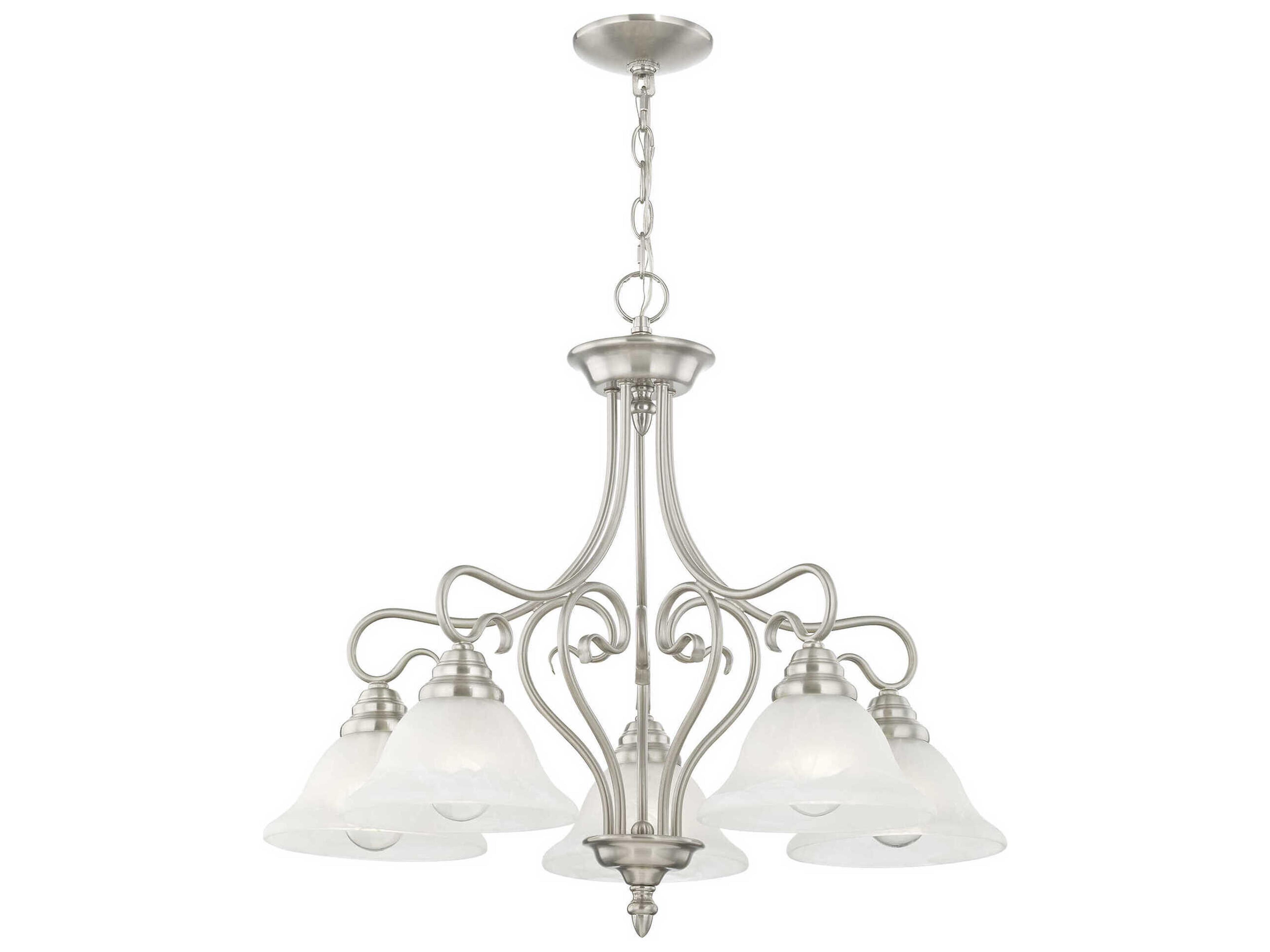 Livex Lighting Coronado 5-Light Brushed Nickel White Glass Bell Chandelier