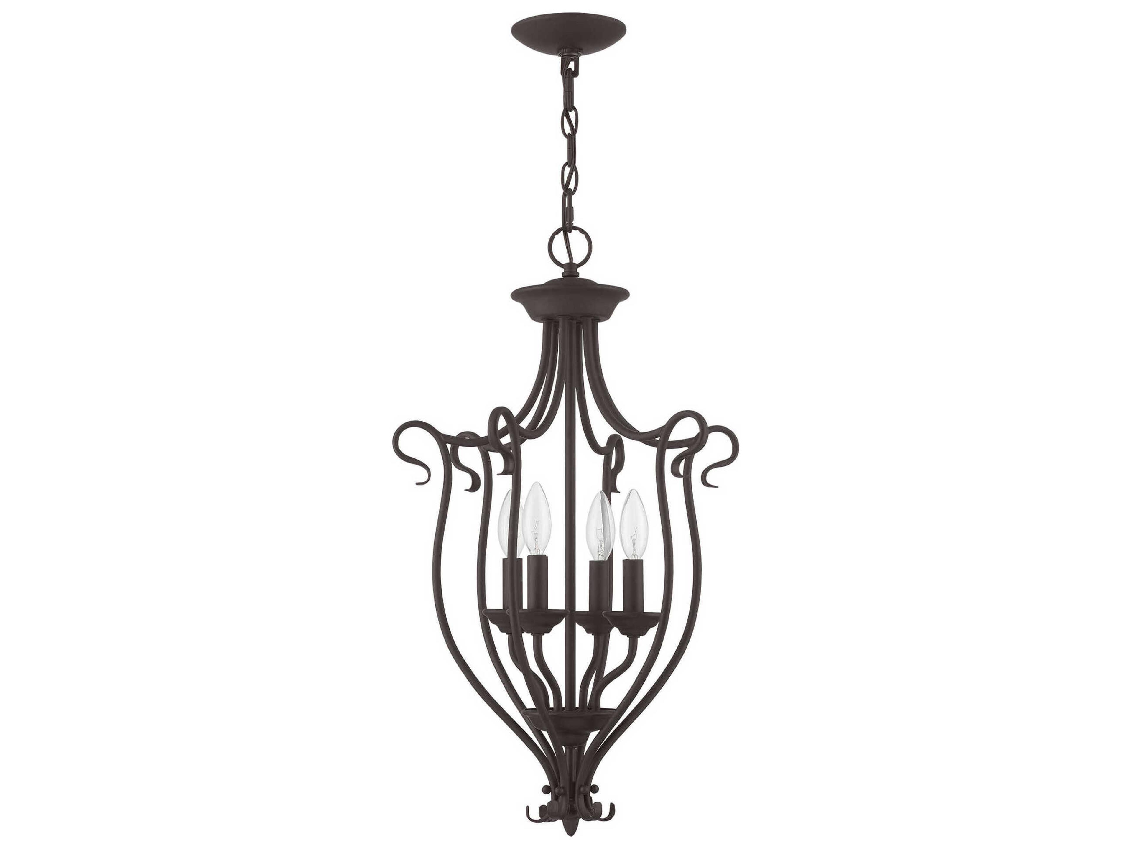 Livex Lighting Coronado 4-Light Bronze Glass Candelabra Chandelier
