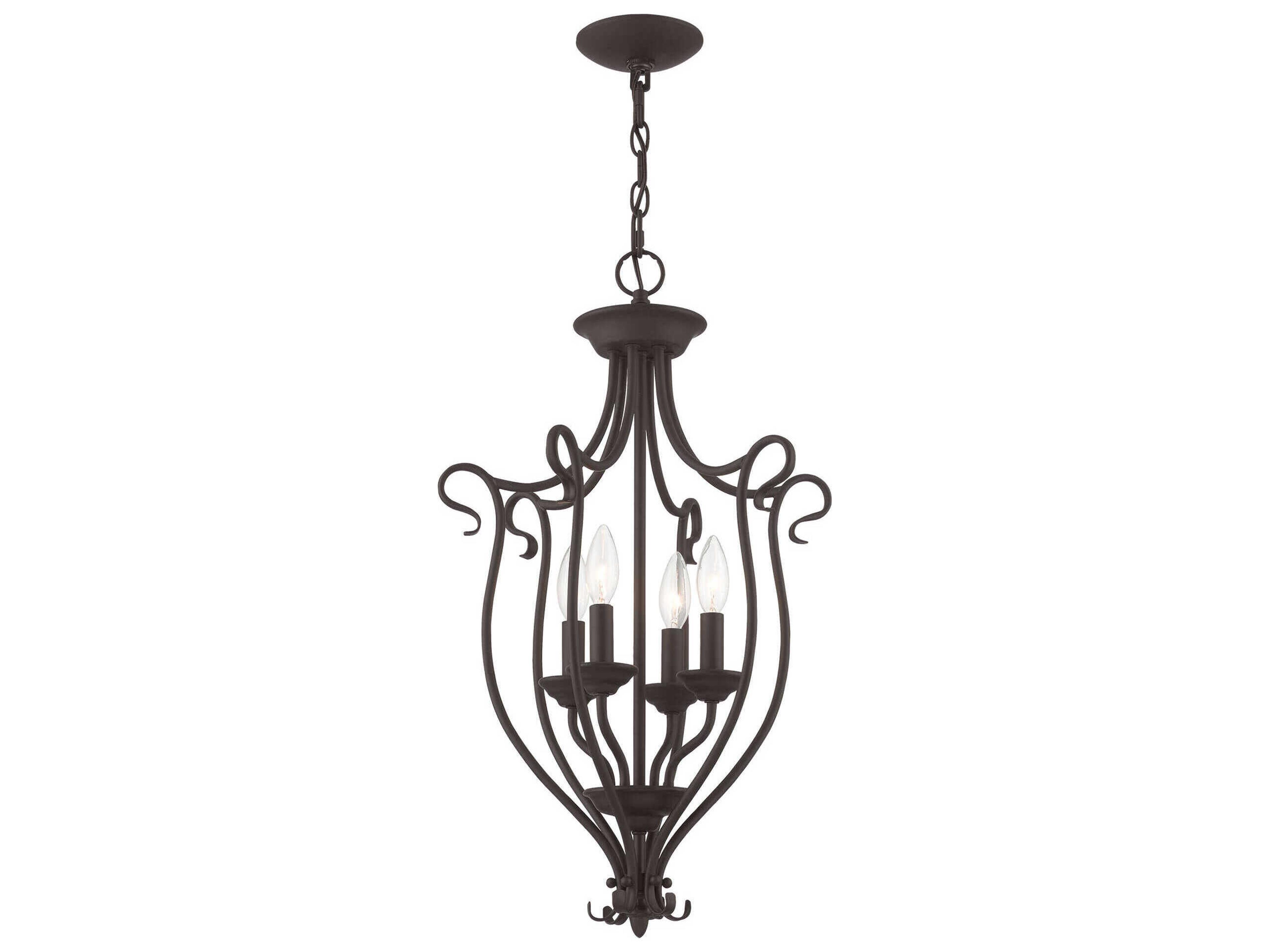 Livex Lighting Coronado 4-Light Bronze Glass Candelabra Chandelier