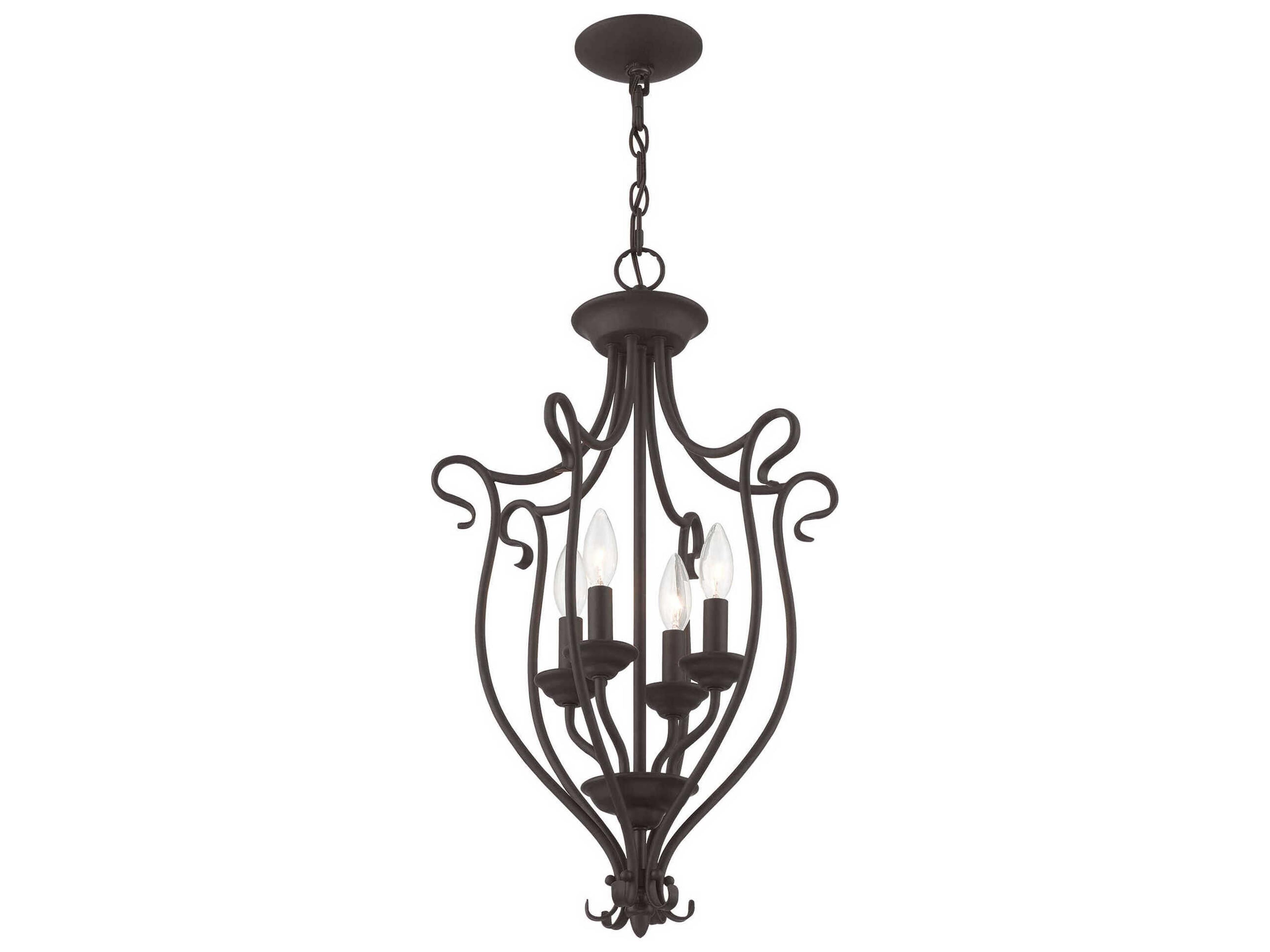 Livex Lighting Coronado 4-Light Bronze Glass Candelabra Chandelier
