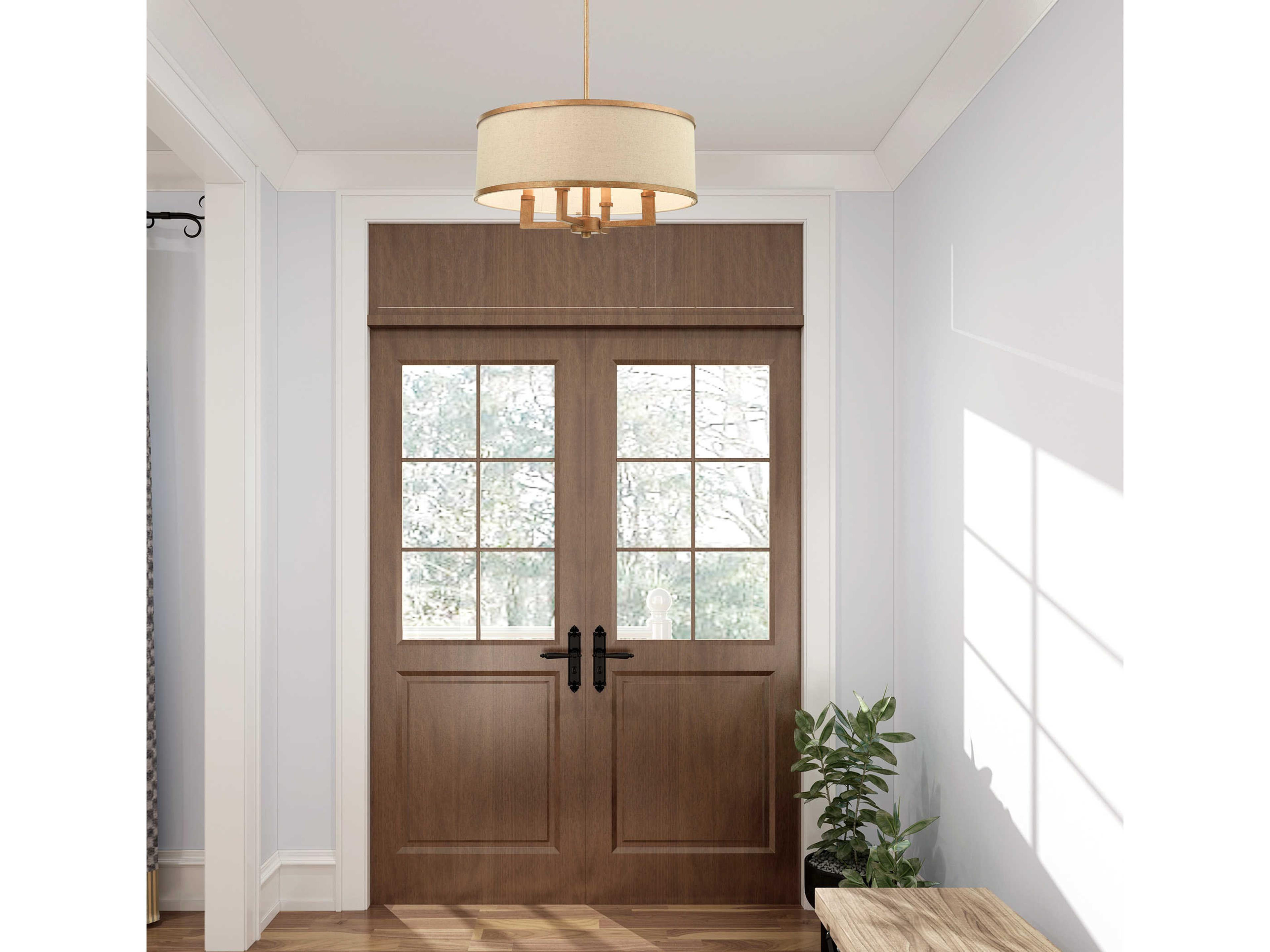 Livex Lighting Park Ridge 4-Light Hand Painted Antique Gold Leaf Candelabra Drum Round Chandelier