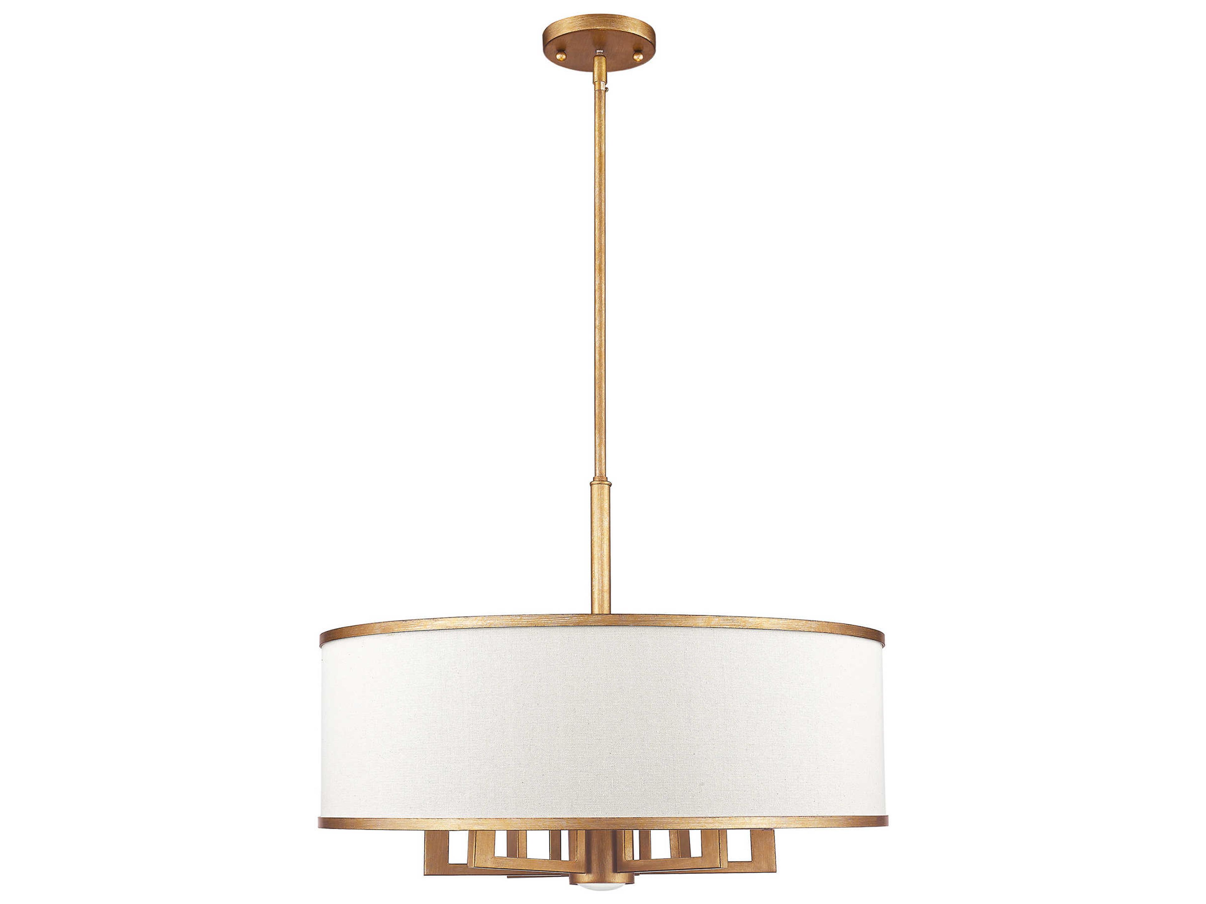 Livex Lighting Park Ridge 6-Light Hand Painted Antique Gold Leaf Drum Round Pendant