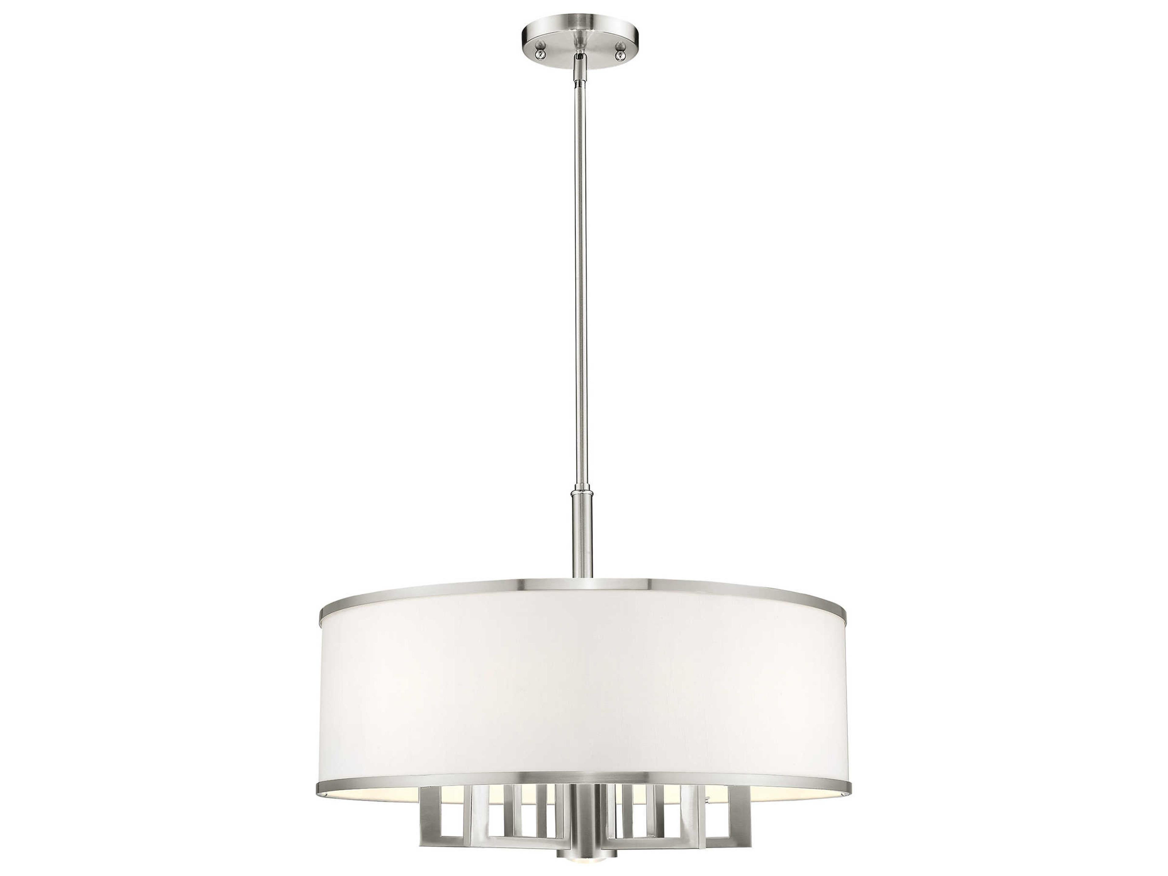 Livex Lighting Park Ridge 6-Light Brushed Nickel Drum Round Pendant