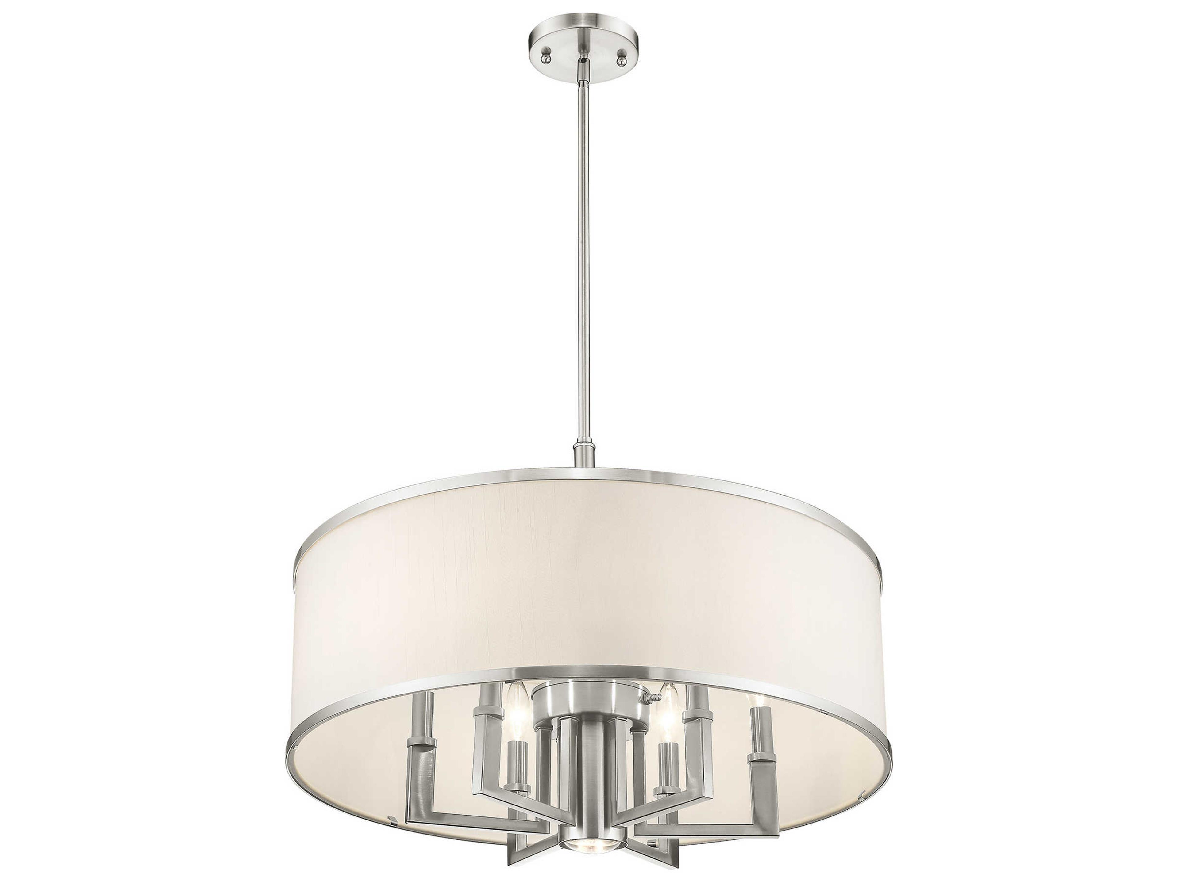 Livex Lighting Park Ridge 6-Light Brushed Nickel Drum Round Pendant