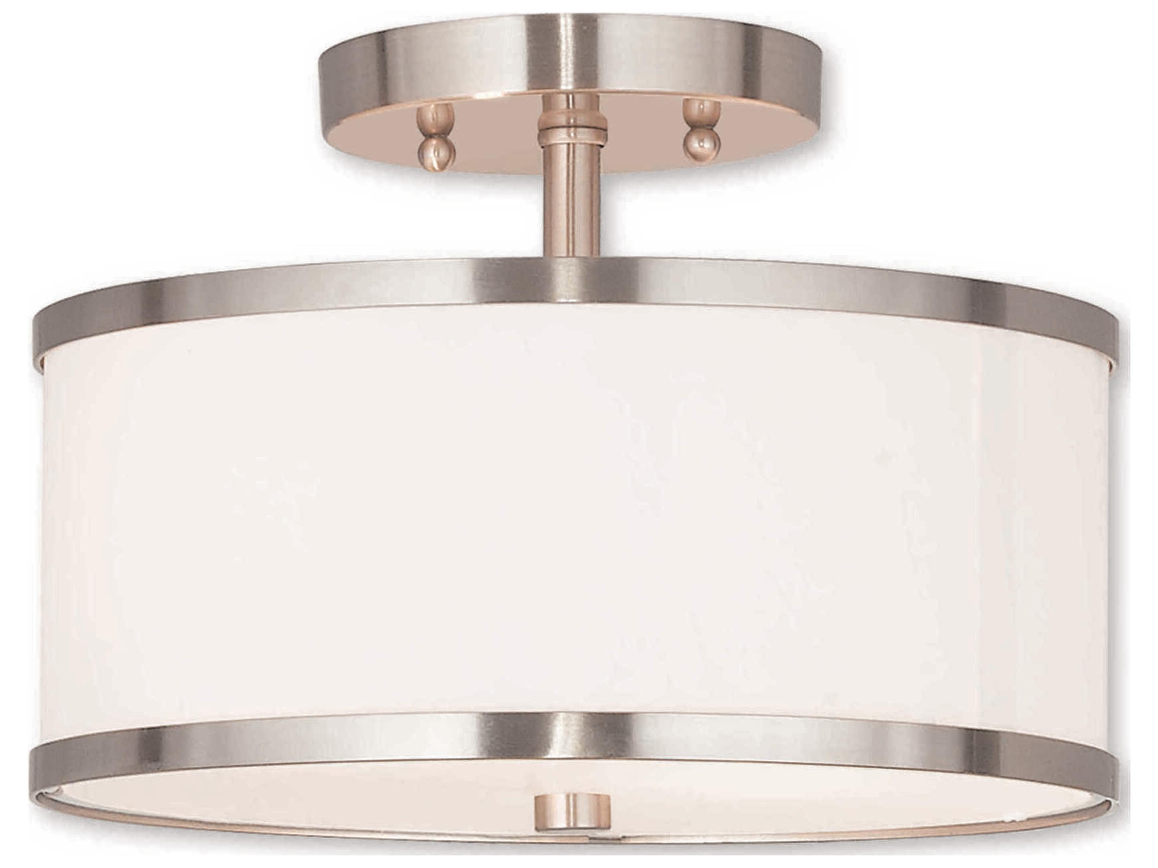 Park Ridge 2-Light Brushed Nickel Drum Semi Flush Mount