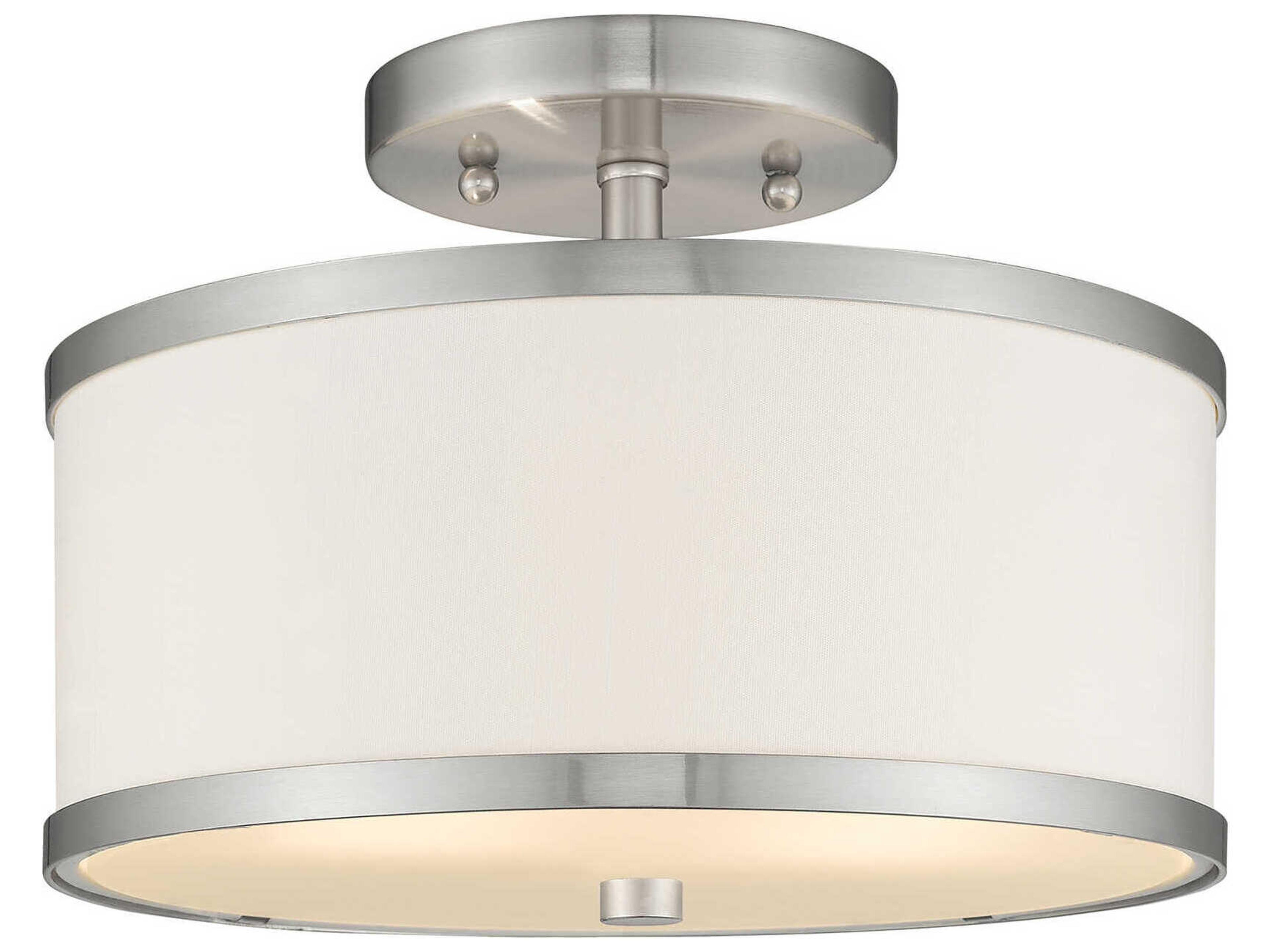 Livex Lighting Park Ridge 2-Light Brushed Nickel Drum Semi Flush Mount