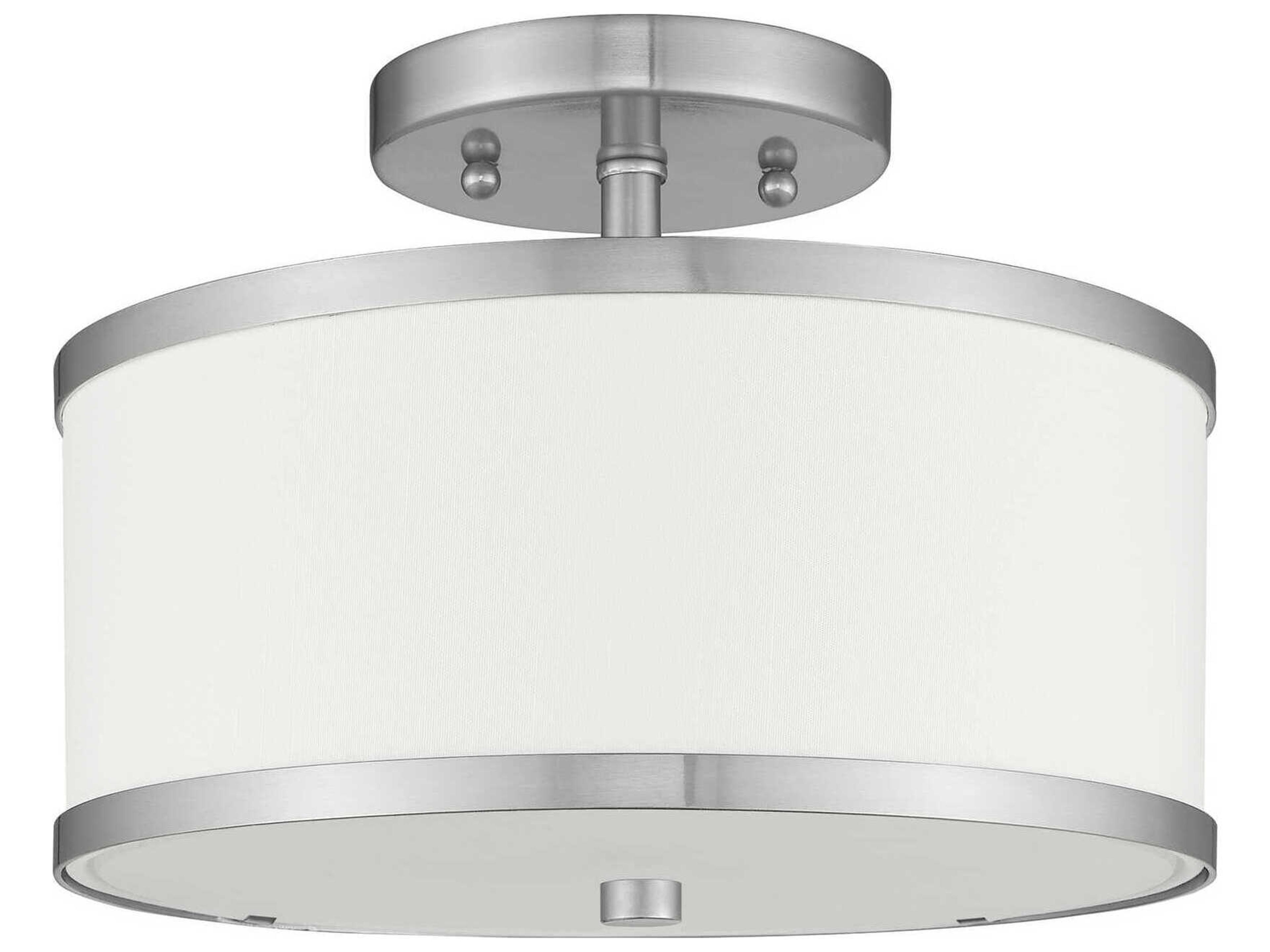 Livex Lighting Park Ridge 2-Light Brushed Nickel Drum Semi Flush Mount
