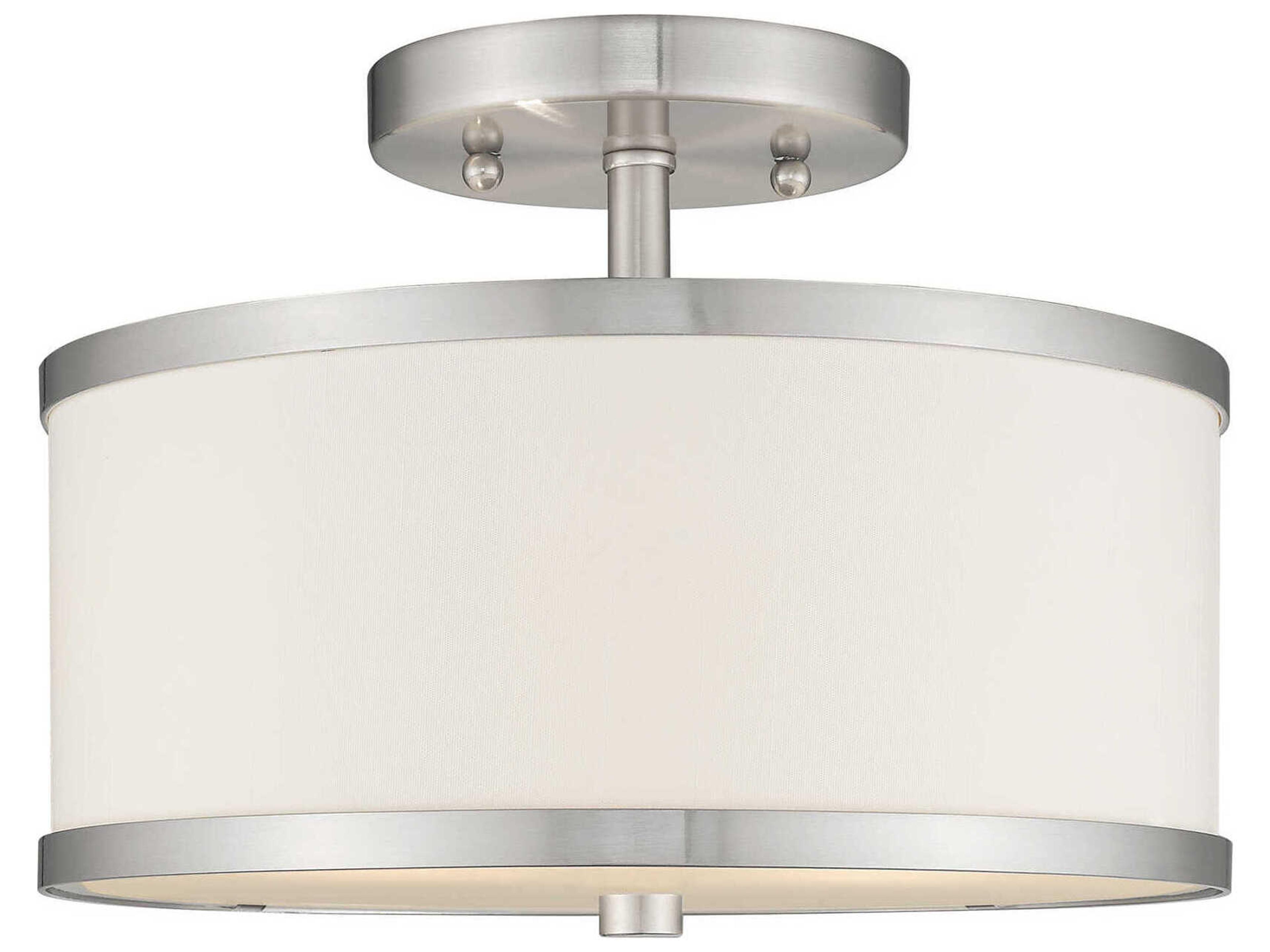 Livex Lighting Park Ridge 2-Light Brushed Nickel Drum Semi Flush Mount