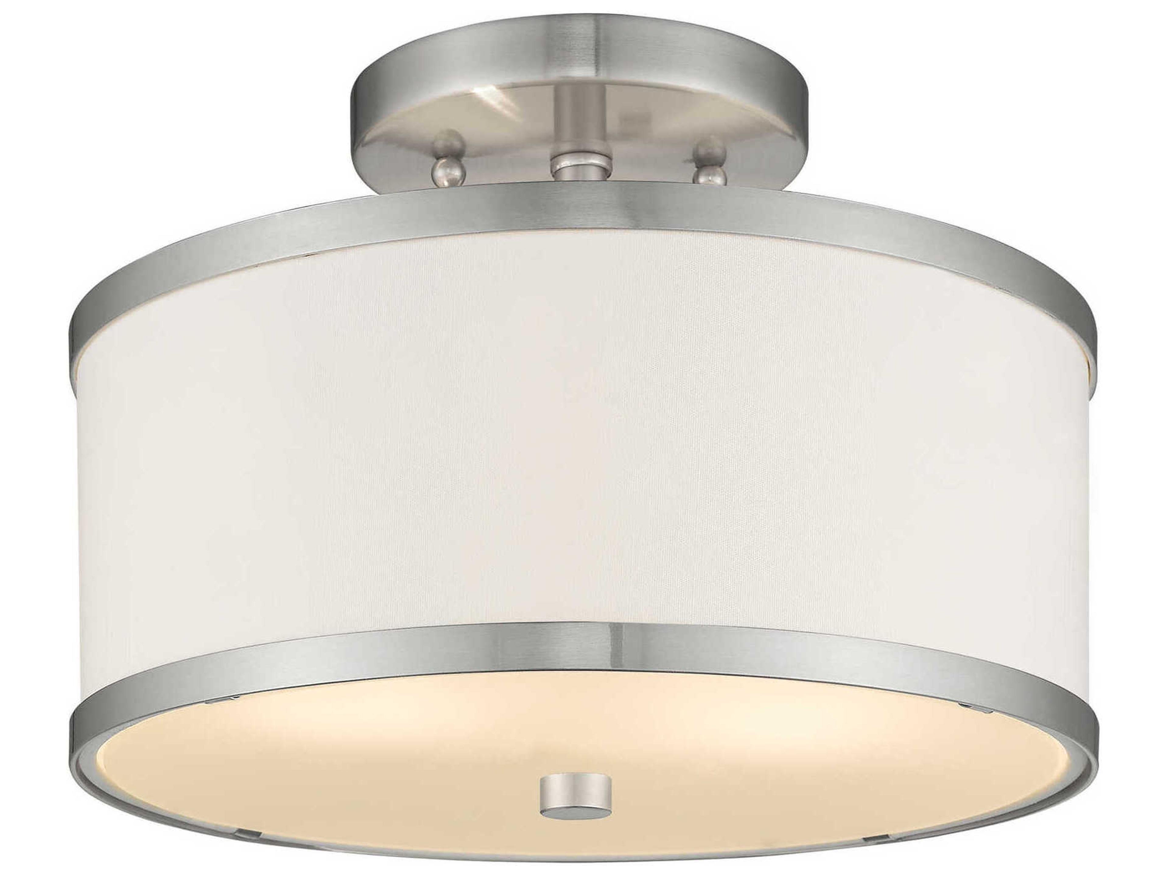 Livex Lighting Park Ridge 2-Light Brushed Nickel Drum Semi Flush Mount