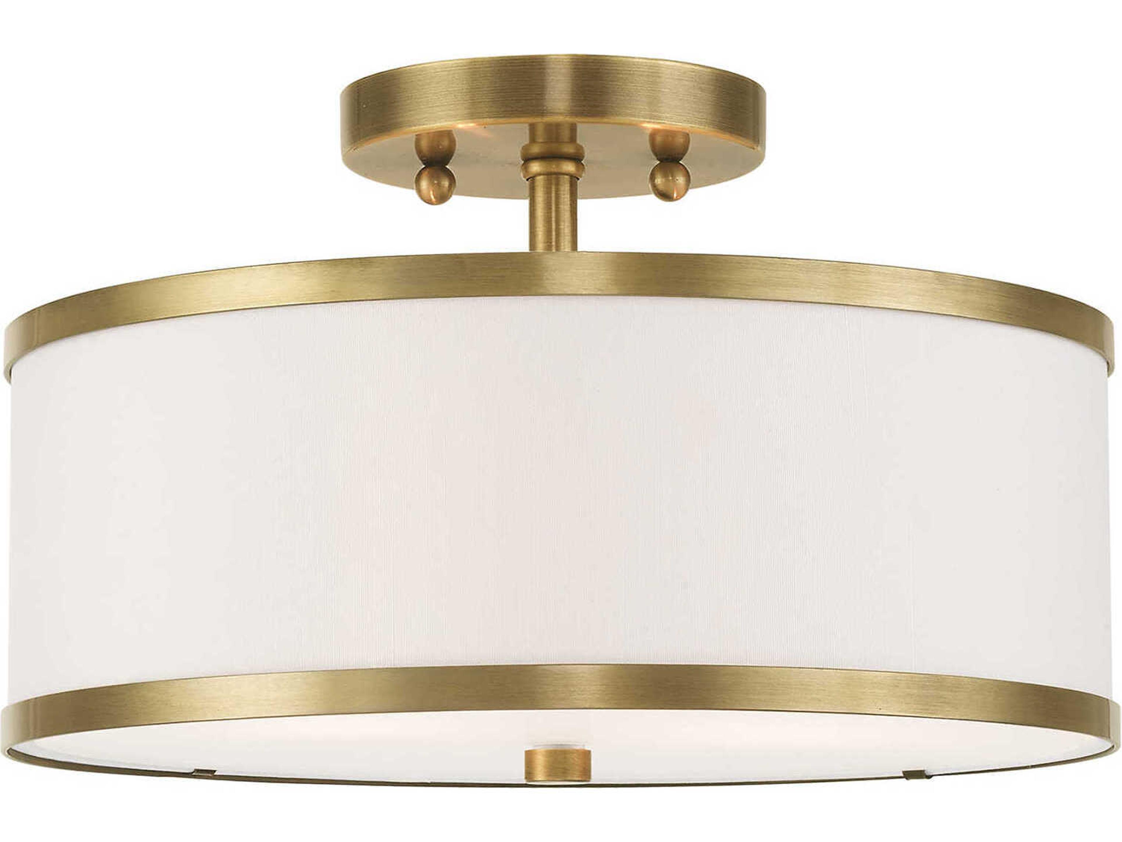 Park Ridge 2-Light Antique Brass Drum Semi Flush Mount