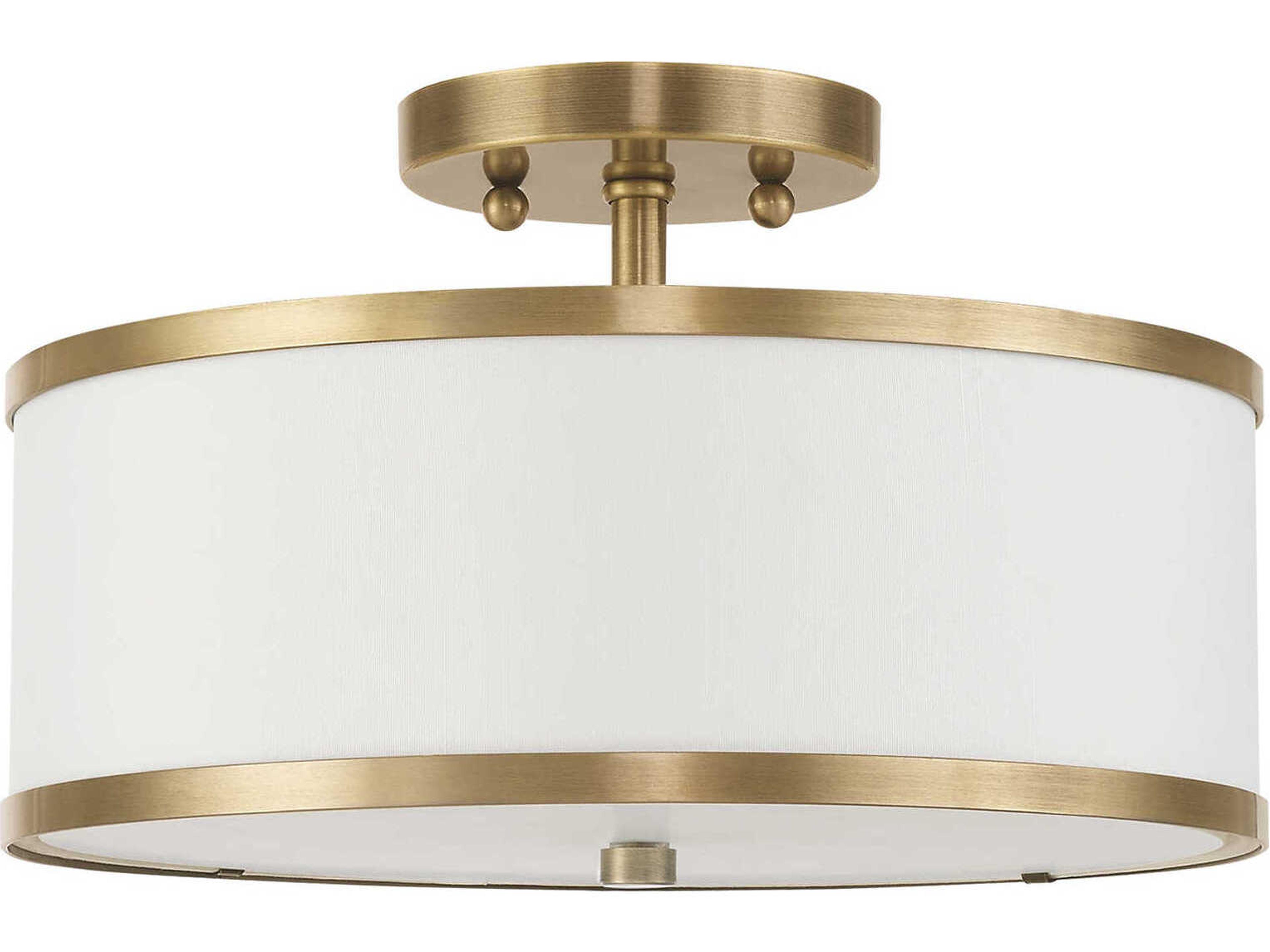 Livex Lighting Park Ridge 2-Light Antique Brass Drum Semi Flush Mount
