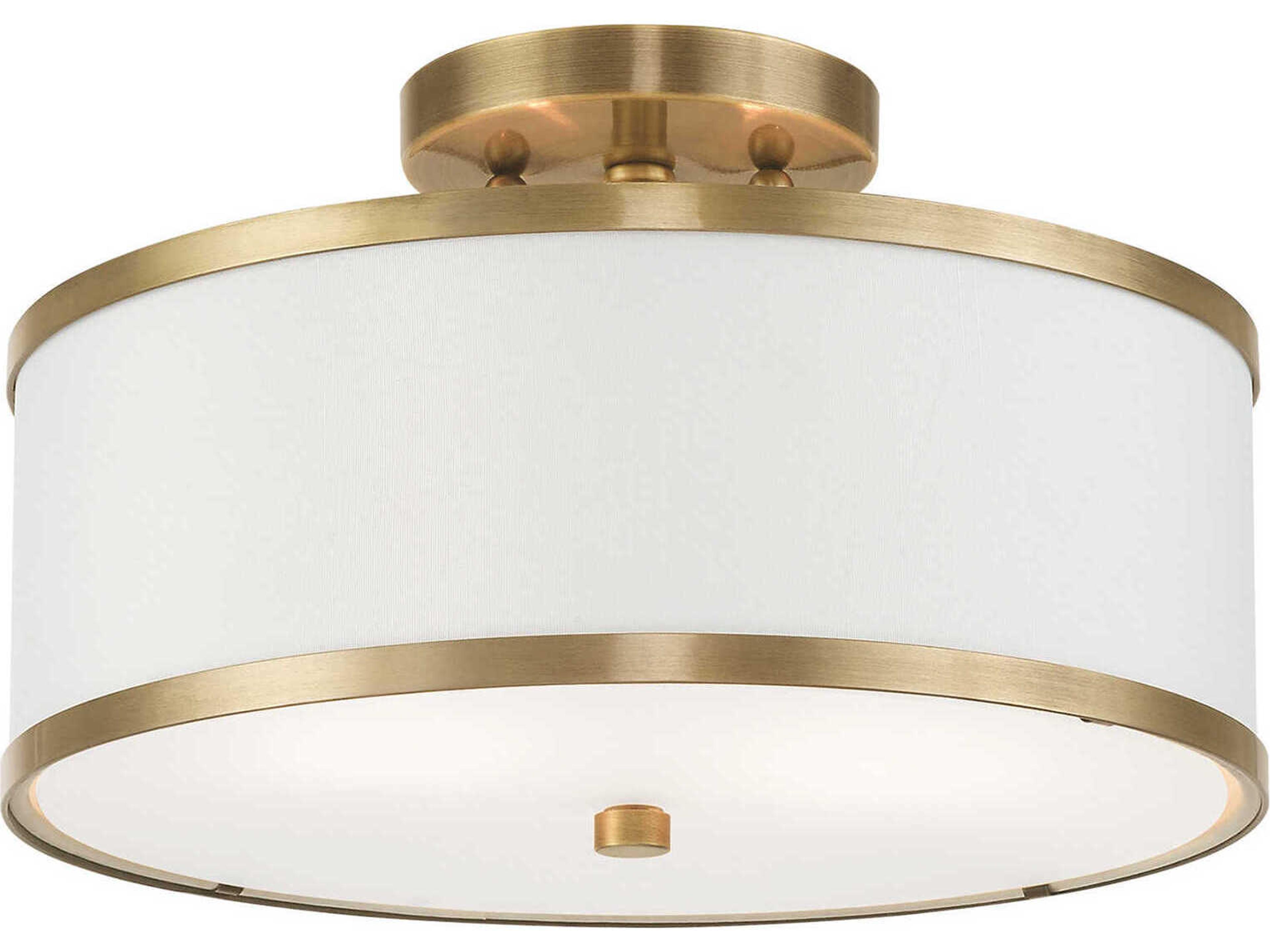Livex Lighting Park Ridge 2-Light Antique Brass Drum Semi Flush Mount