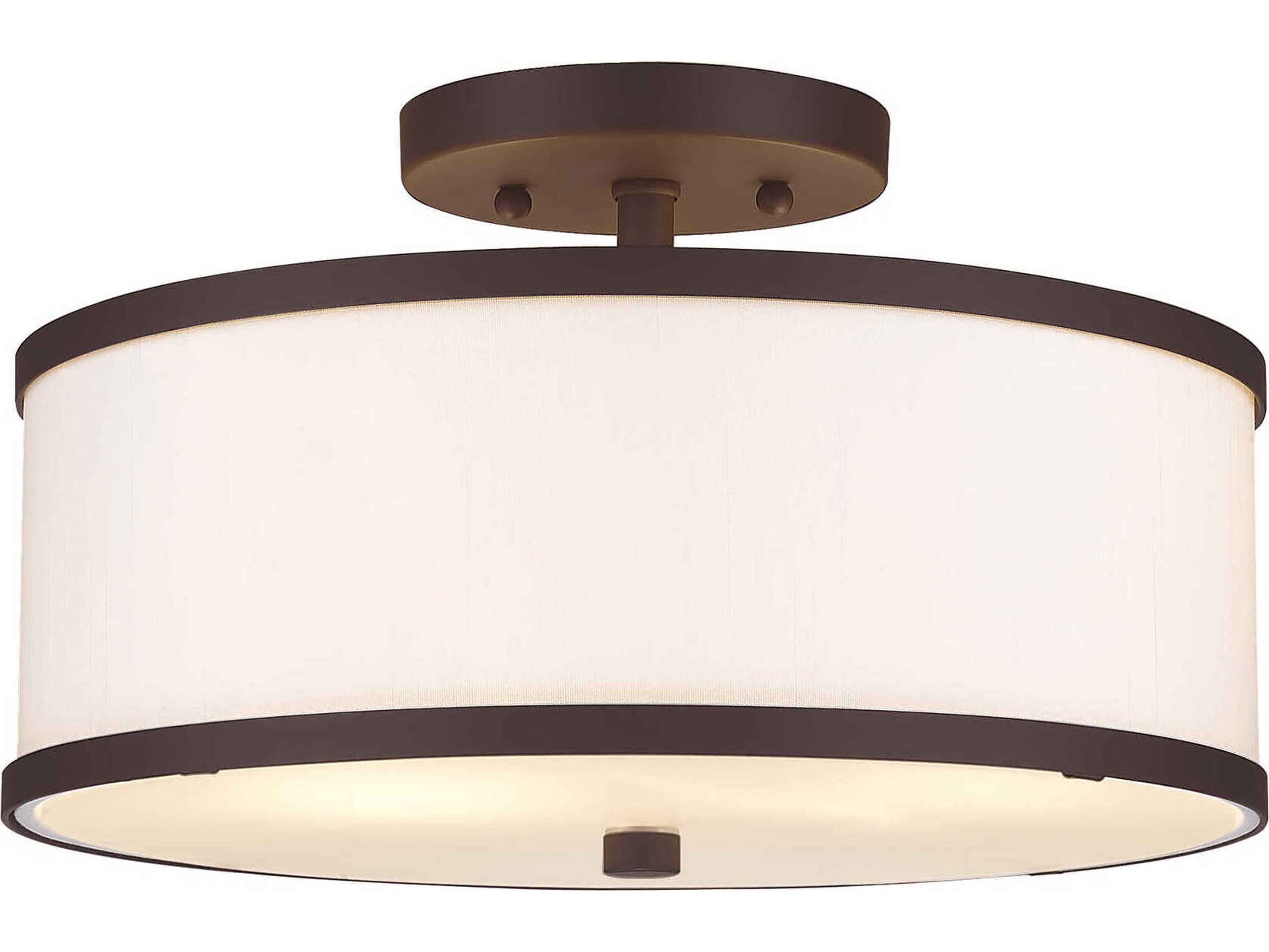 Livex Lighting Park Ridge 2-Light Bronze Drum Semi Flush Mount