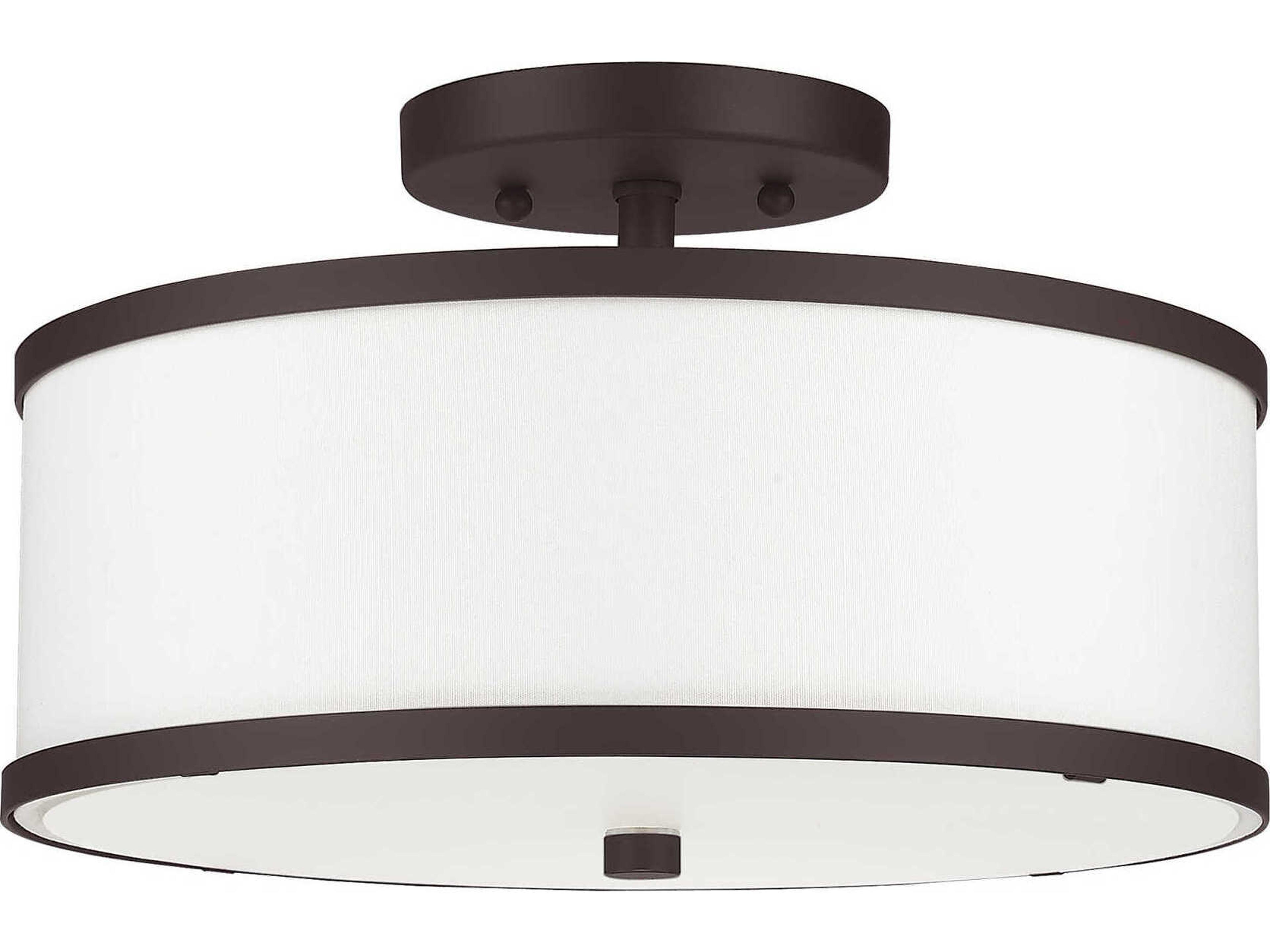 Livex Lighting Park Ridge 2-Light Bronze Drum Semi Flush Mount