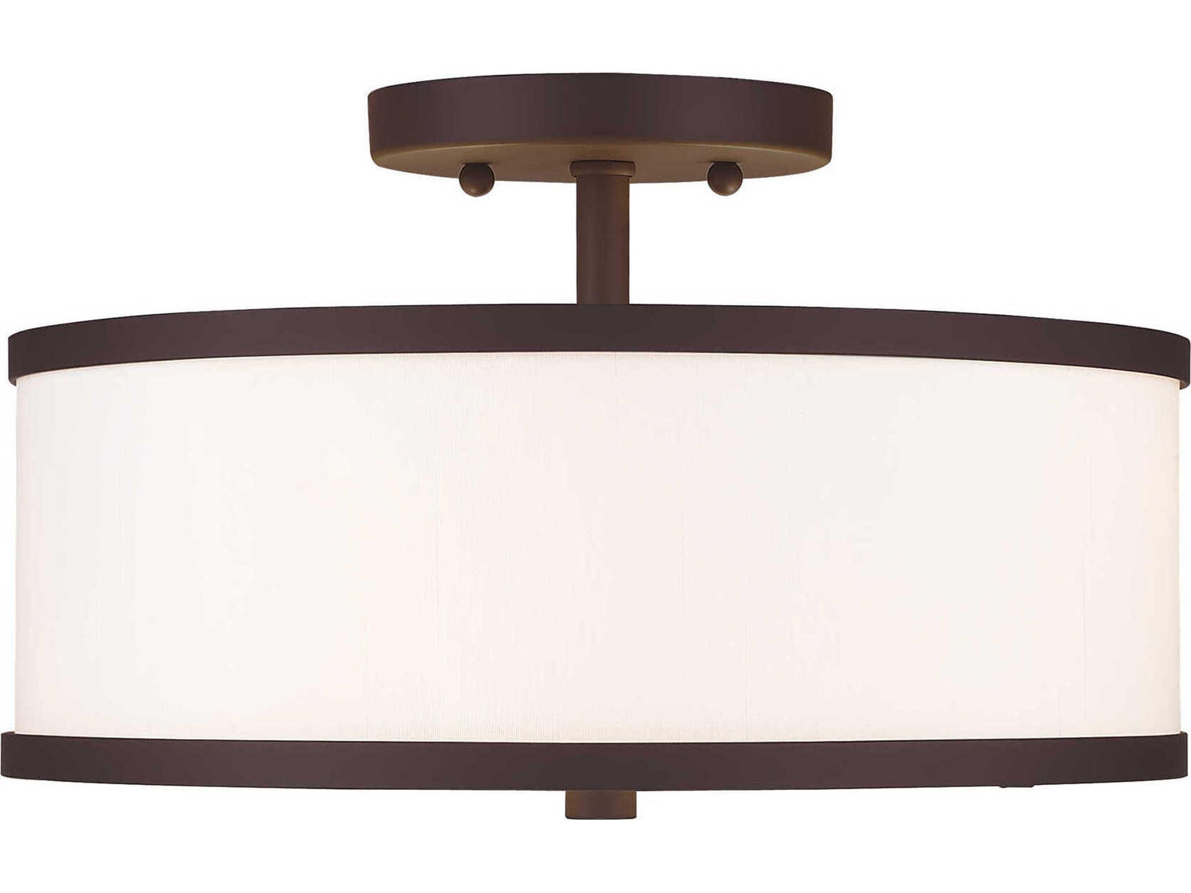 Livex Lighting Park Ridge 2-Light Bronze Drum Semi Flush Mount