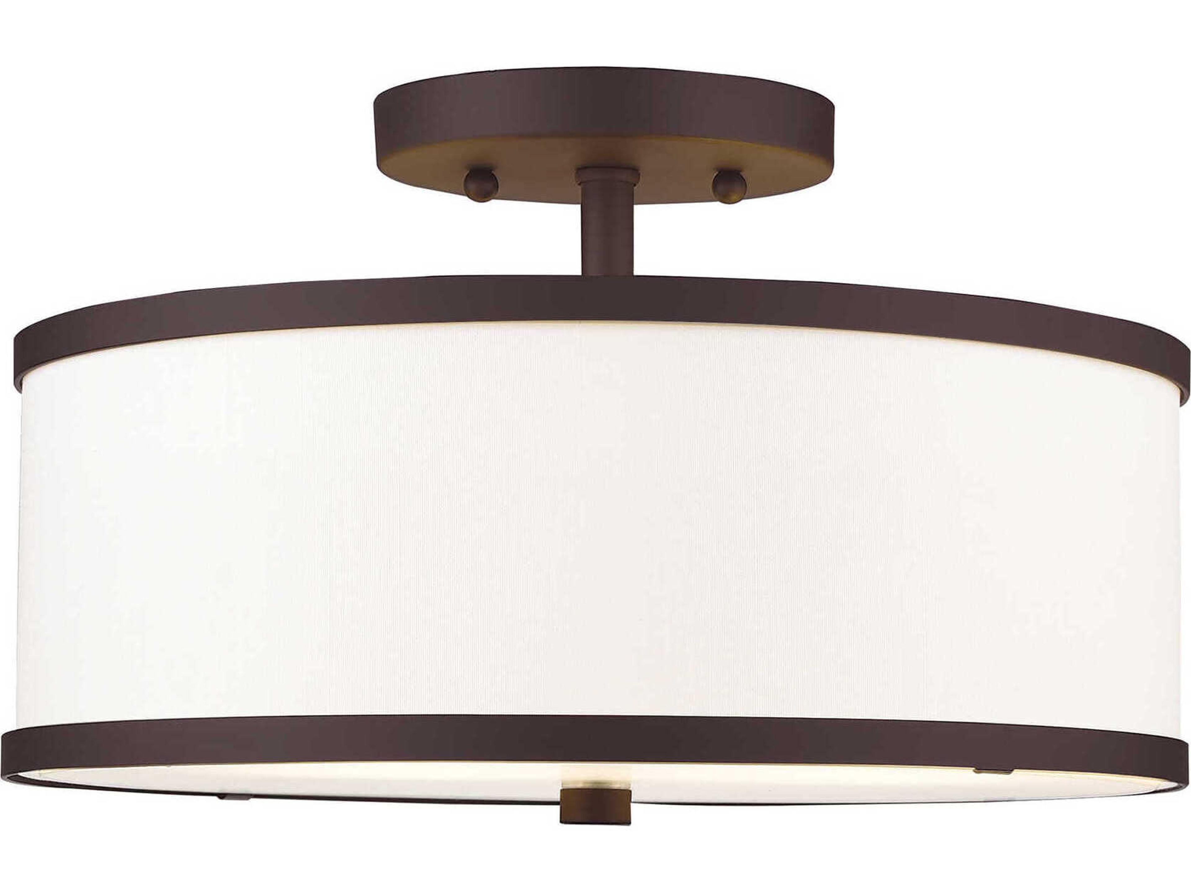 Livex Lighting Park Ridge 2-Light Bronze Drum Semi Flush Mount