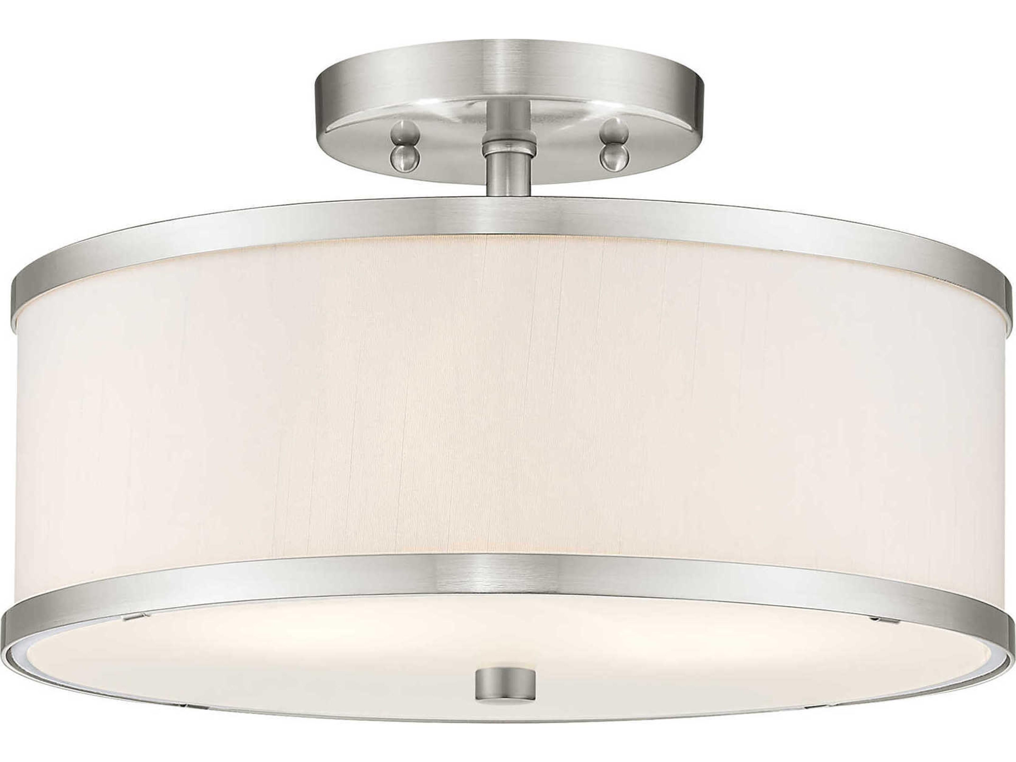 Livex Lighting Park Ridge 2-Light Brushed Nickel Drum Semi Flush Mount