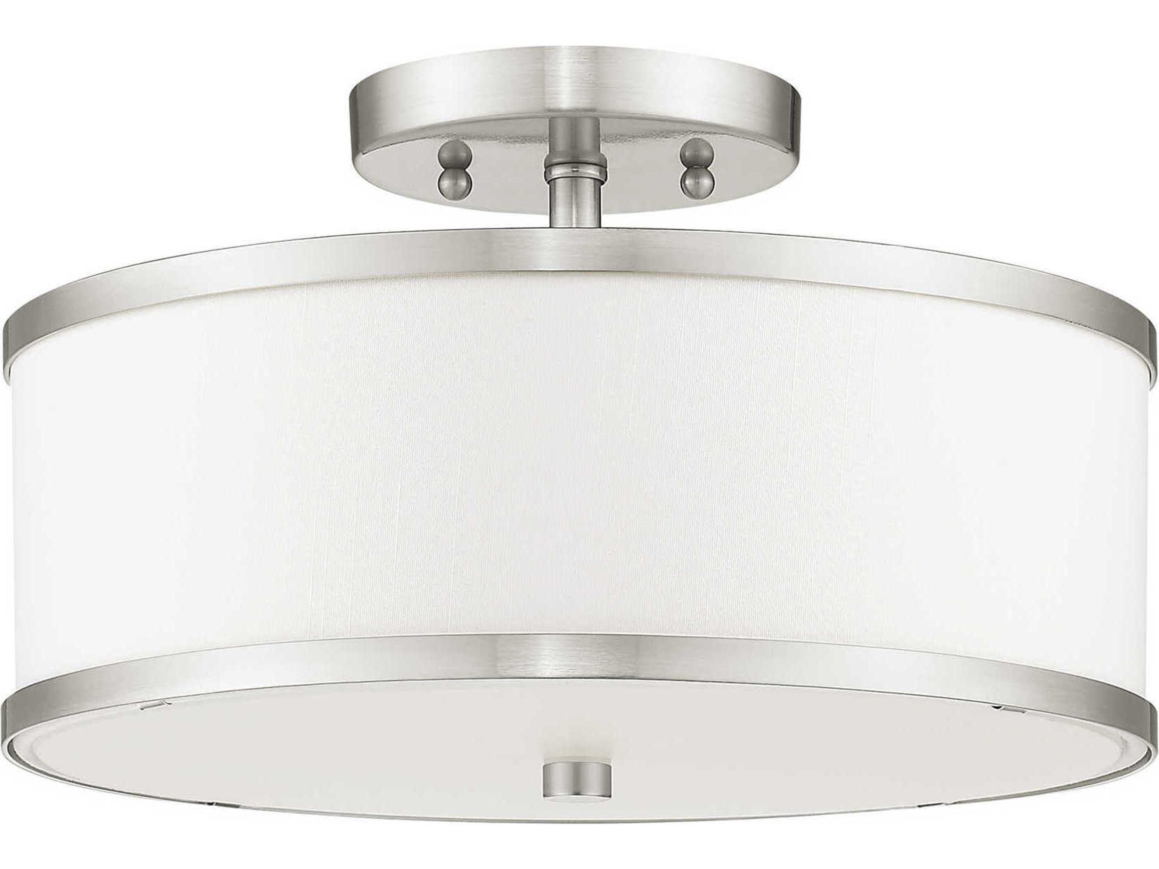 Livex Lighting Park Ridge 2-Light Brushed Nickel Drum Semi Flush Mount