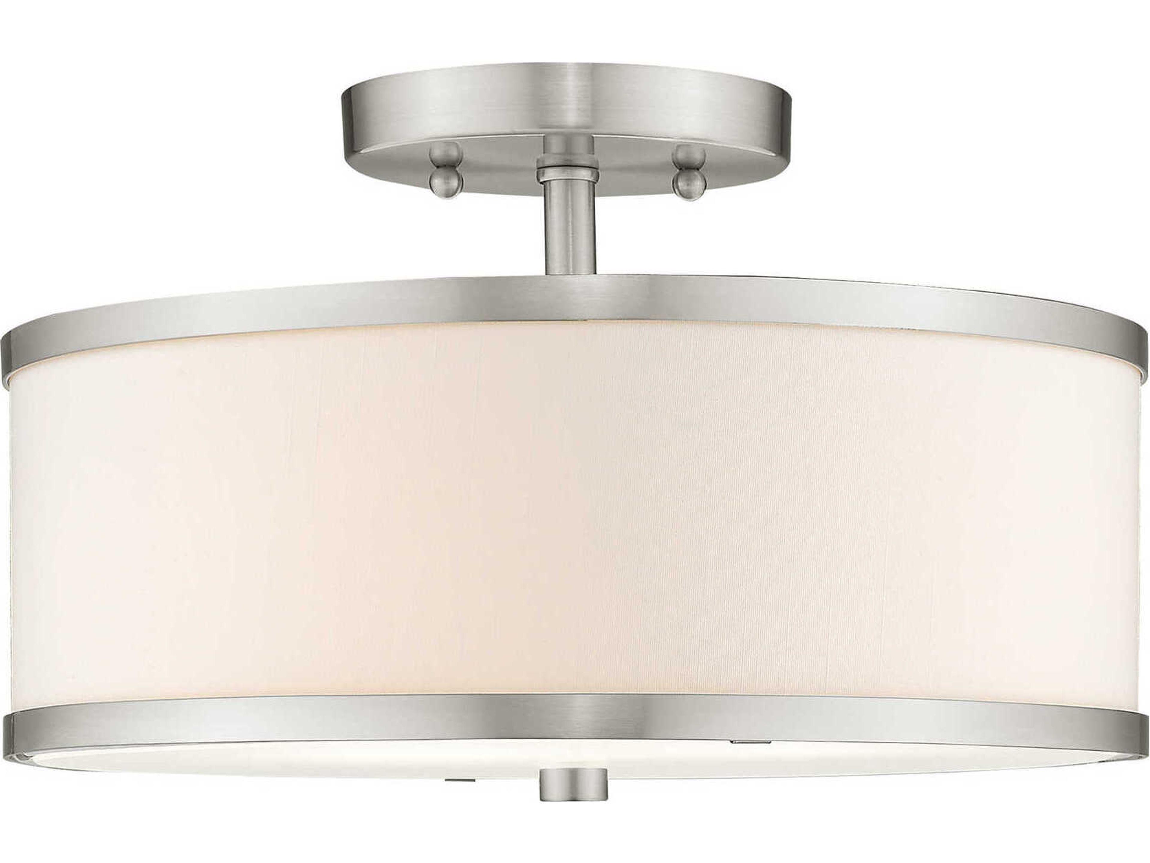 Livex Lighting Park Ridge 2-Light Brushed Nickel Drum Semi Flush Mount
