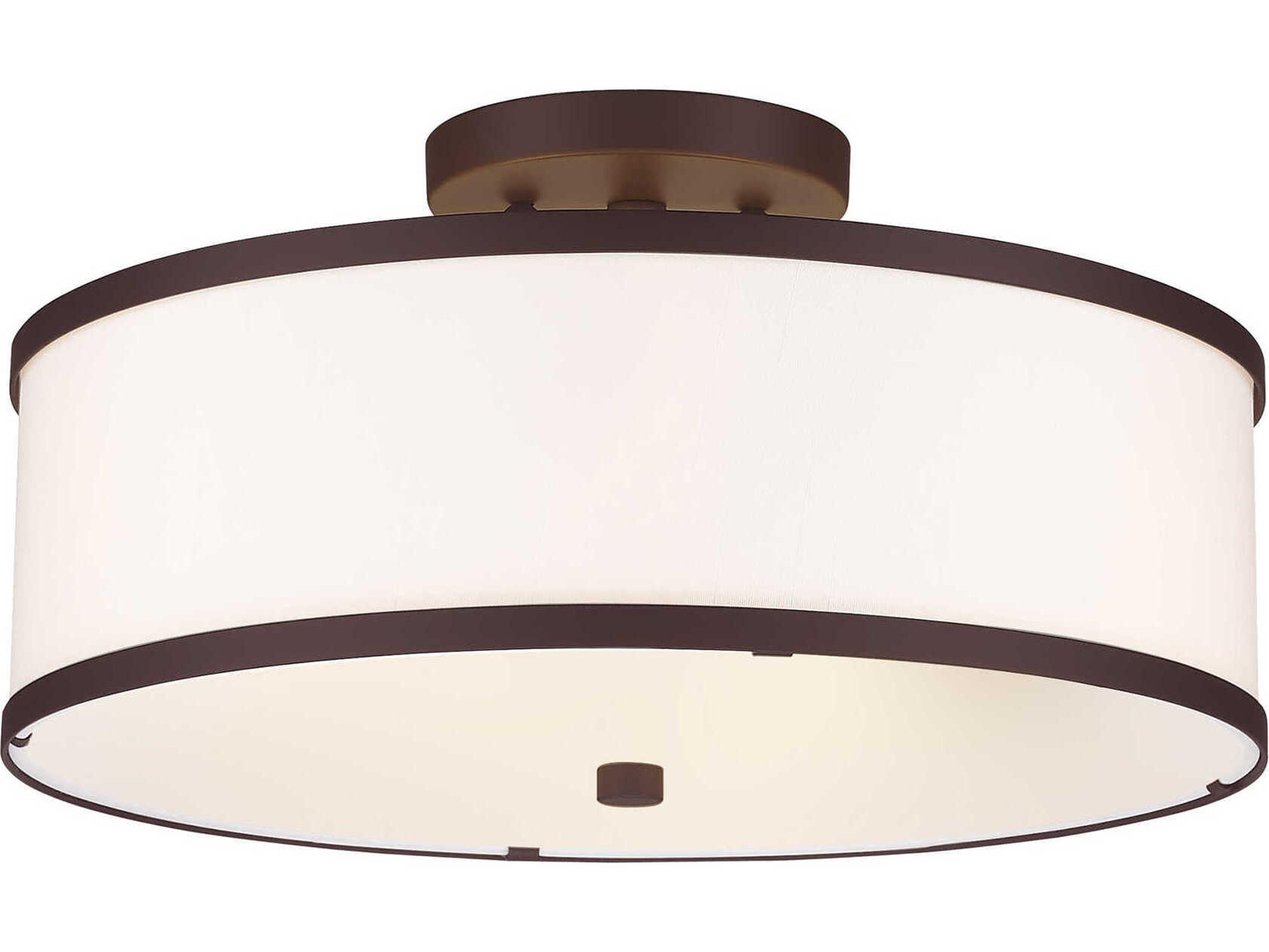 Livex Lighting Park Ridge 3-Light Bronze Drum Semi Flush Mount