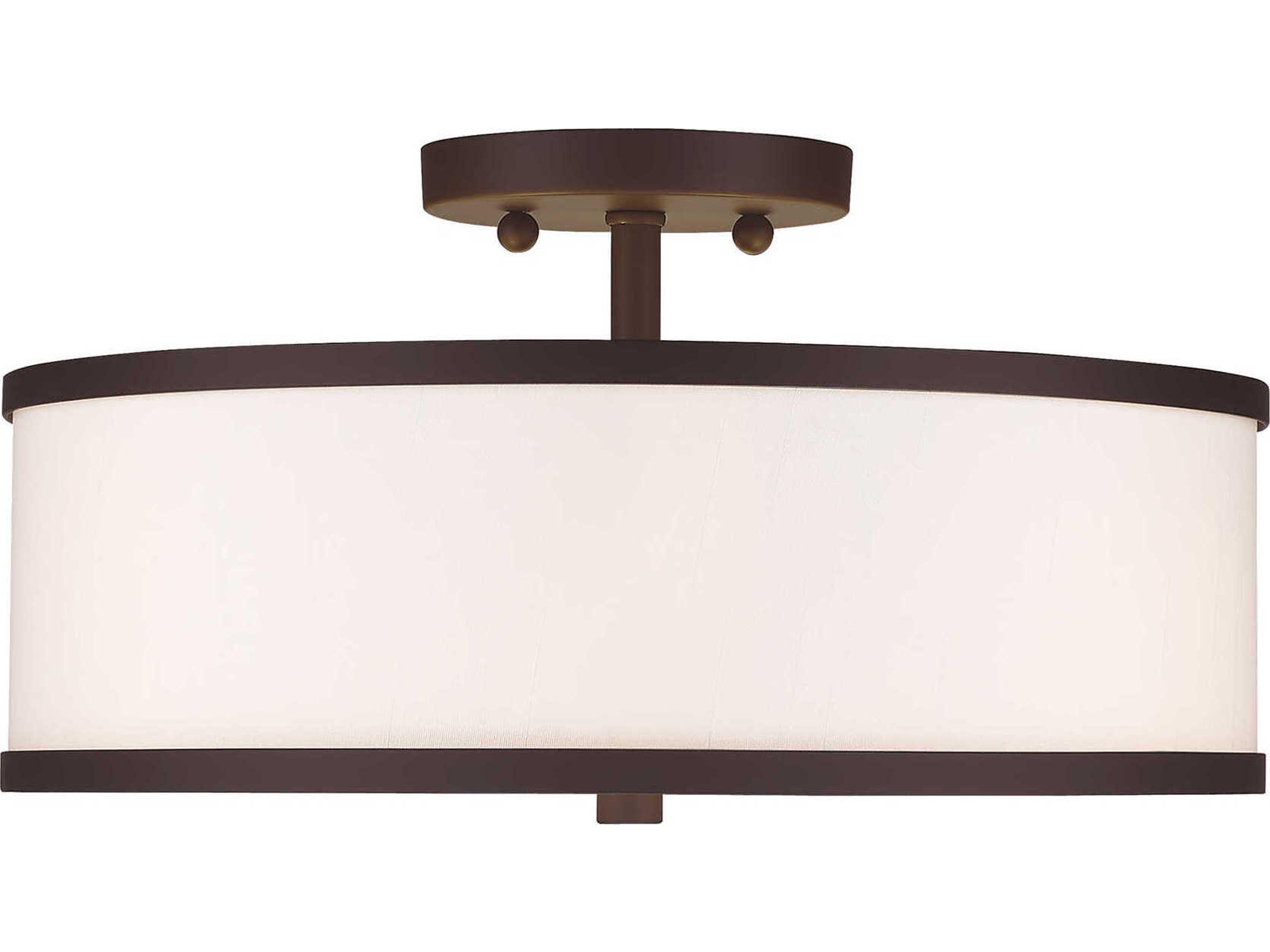 Livex Lighting Park Ridge 3-Light Bronze Drum Semi Flush Mount