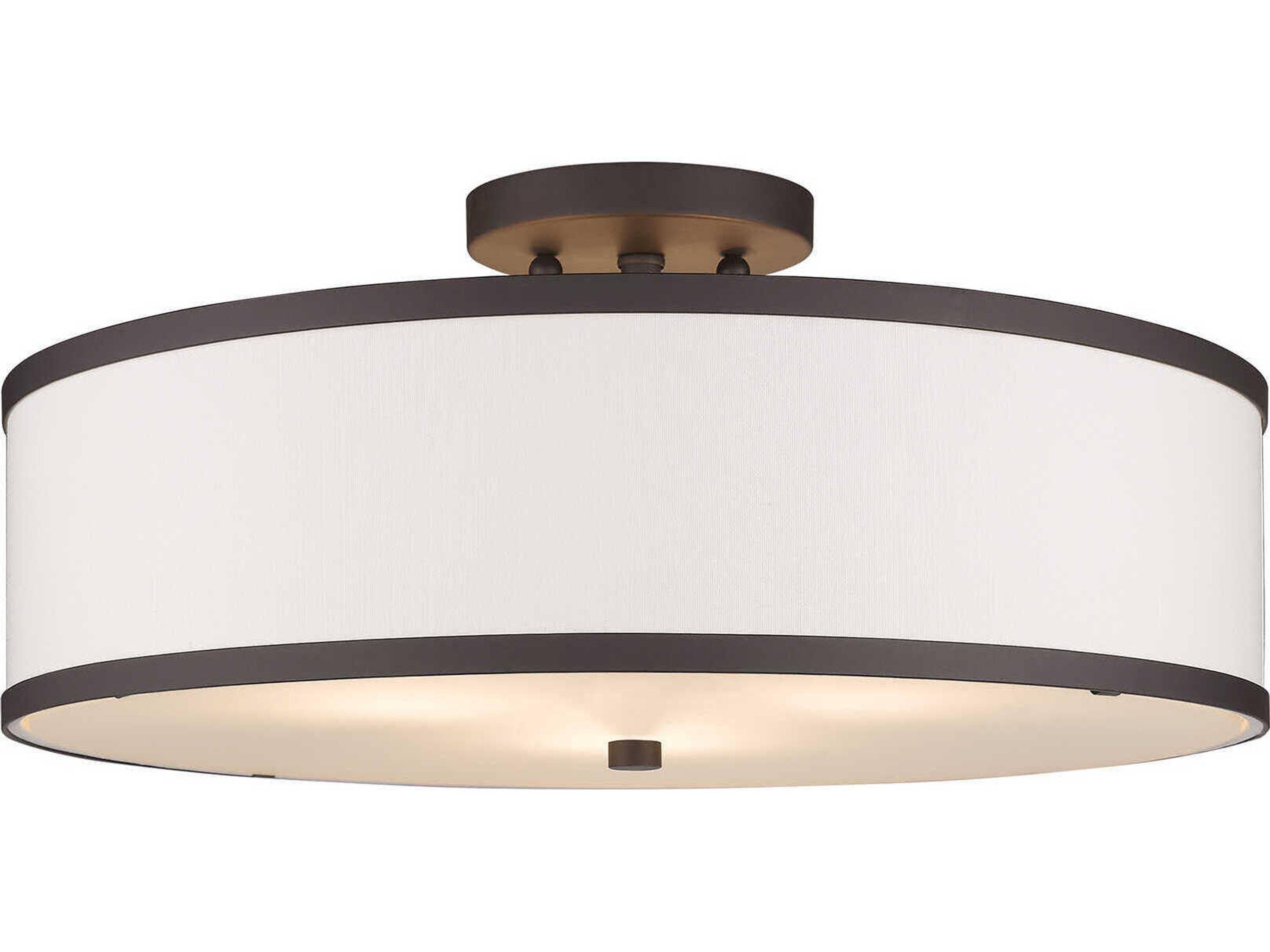 Livex Lighting Park Ridge 3-Light Bronze Drum Semi Flush Mount