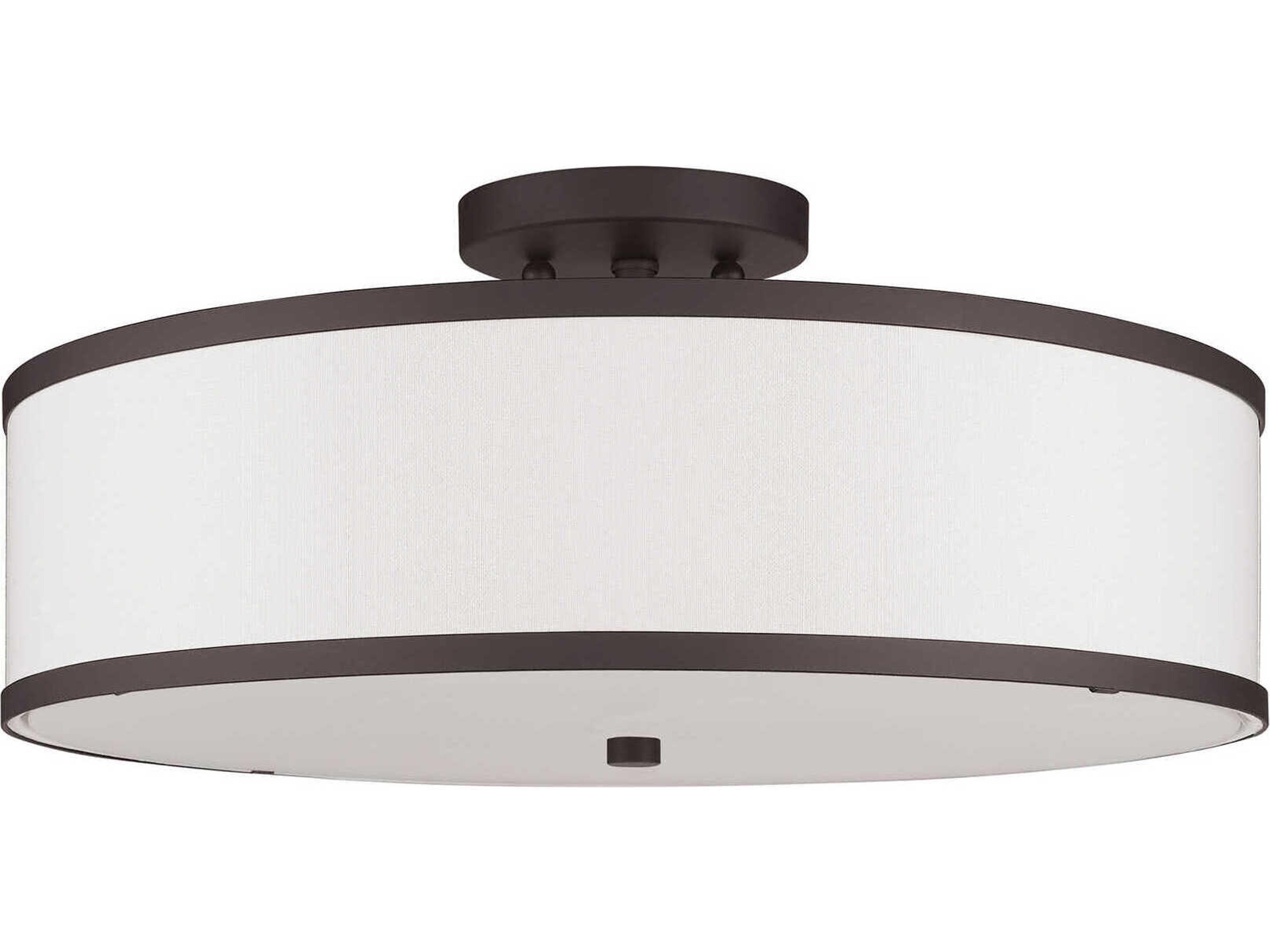 Livex Lighting Park Ridge 3-Light Bronze Drum Semi Flush Mount