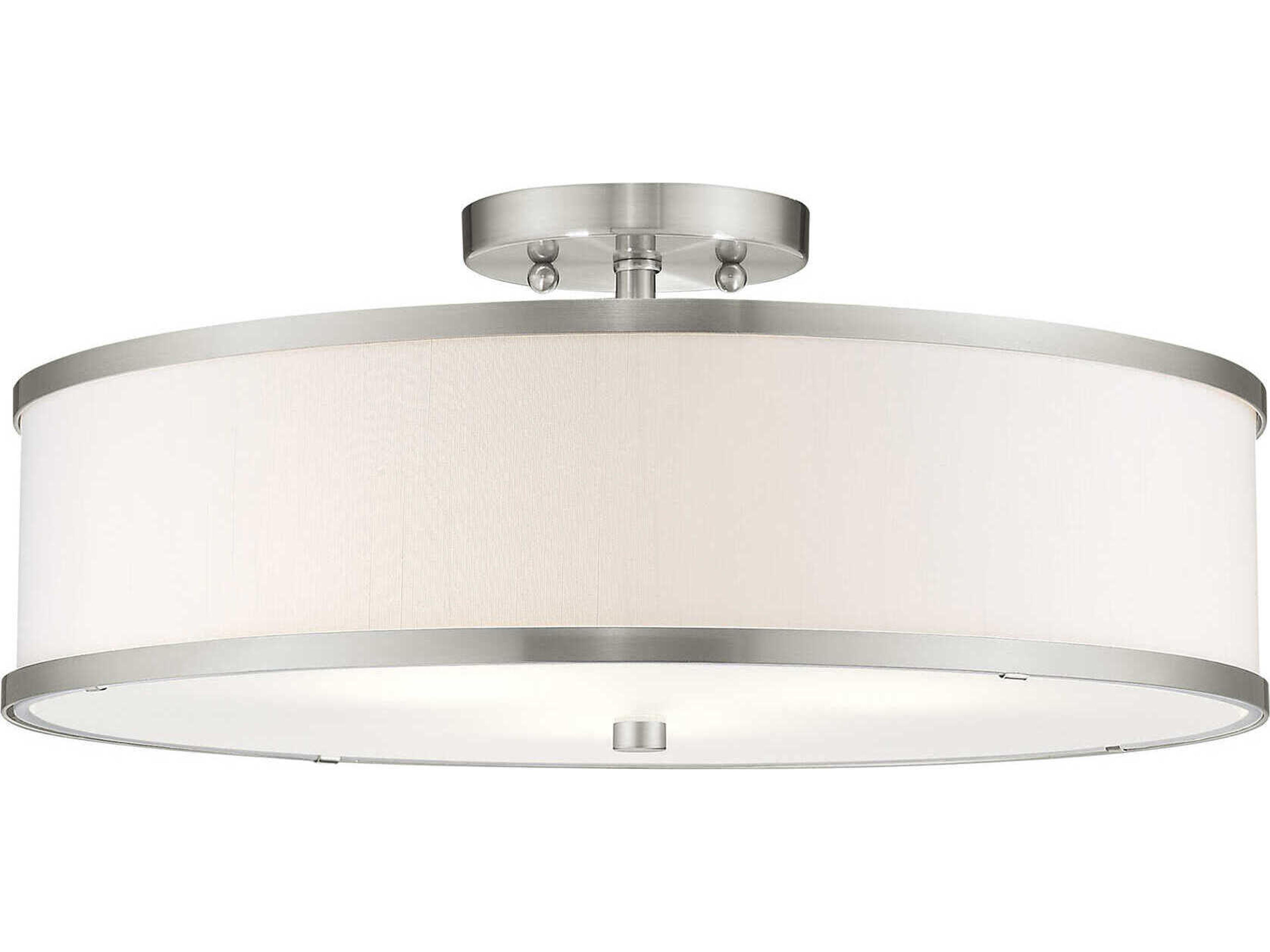 Livex Lighting Park Ridge 3-Light Brushed Nickel Drum Semi Flush Mount