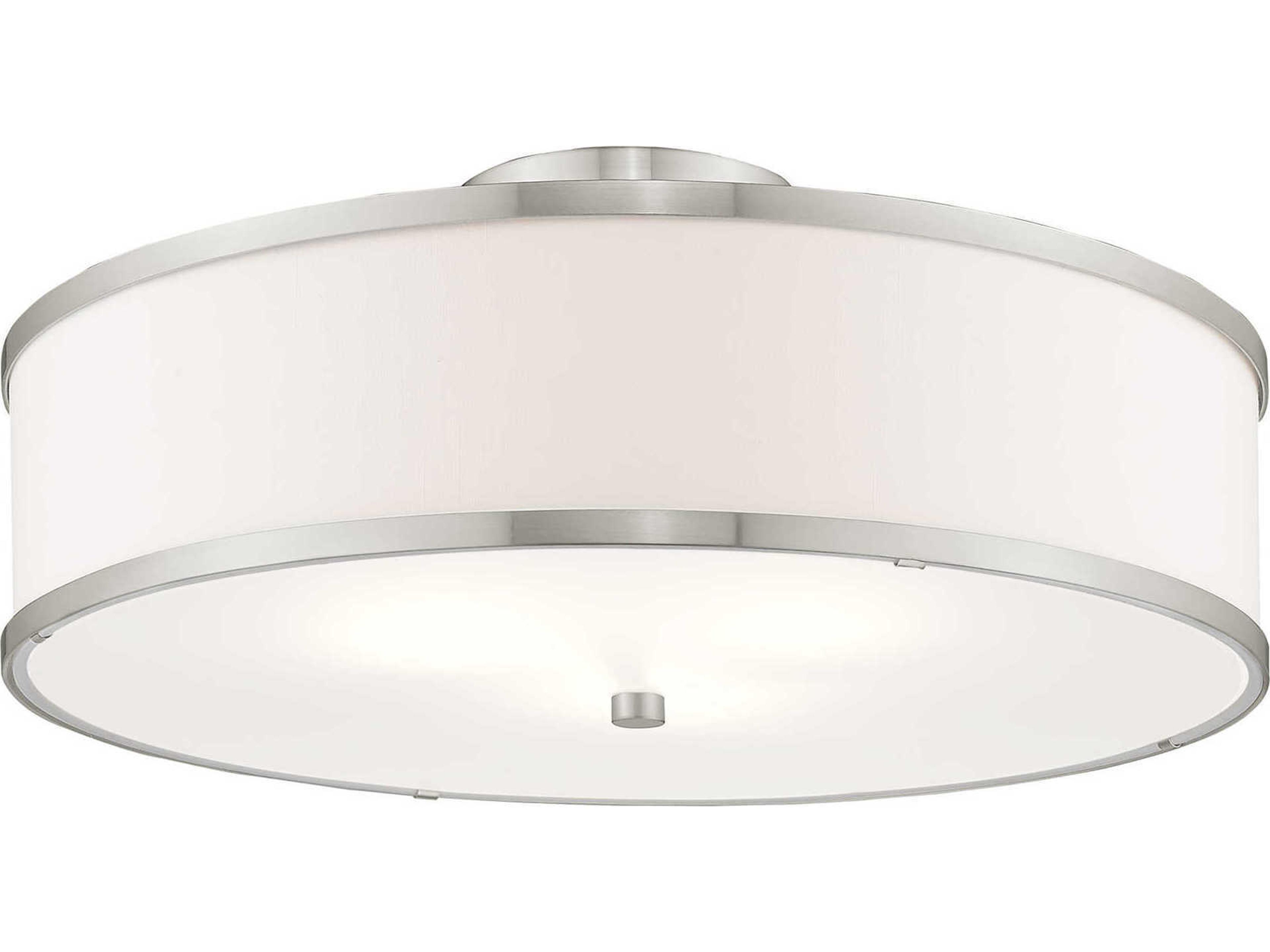 Livex Lighting Park Ridge 3-Light Brushed Nickel Drum Semi Flush Mount