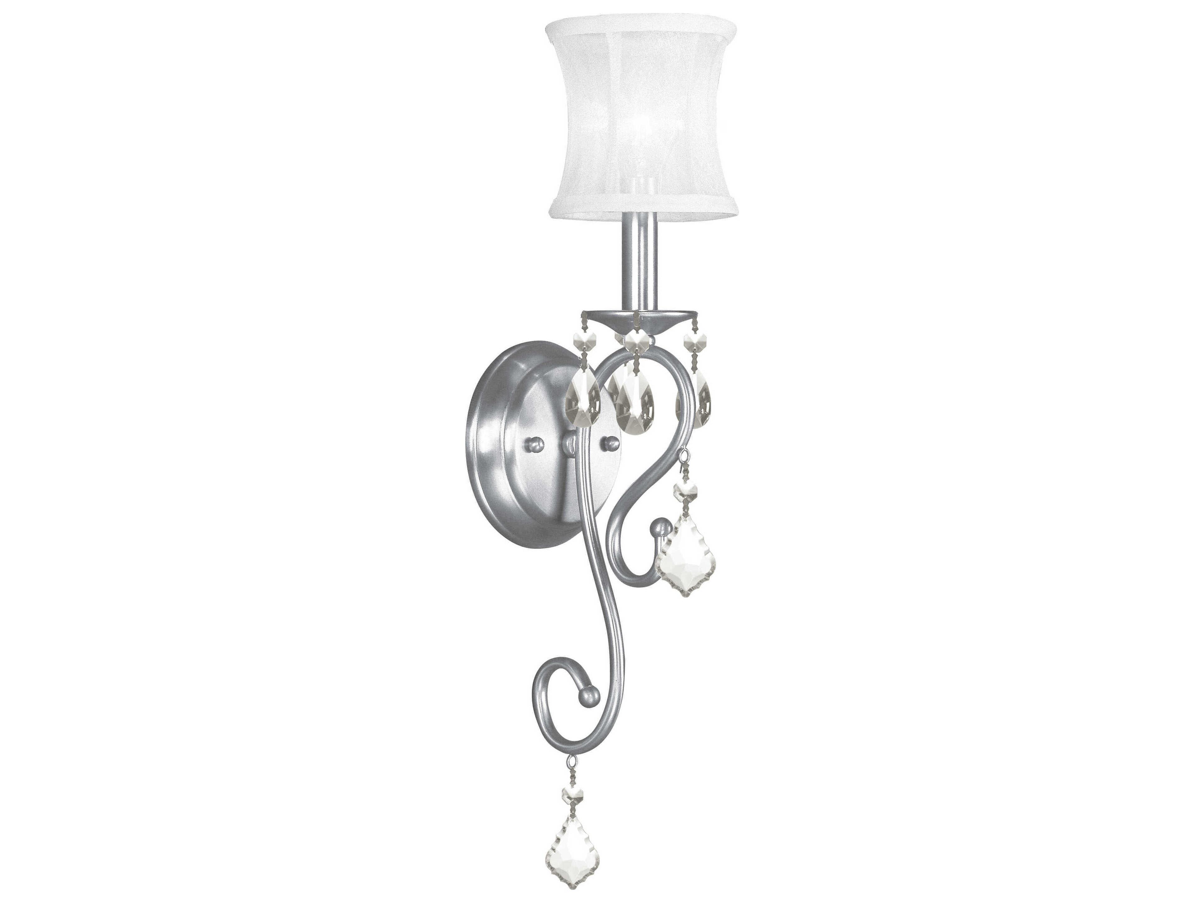 Newcastle 1-Light Brushed Nickel Crystal Wall Sconce