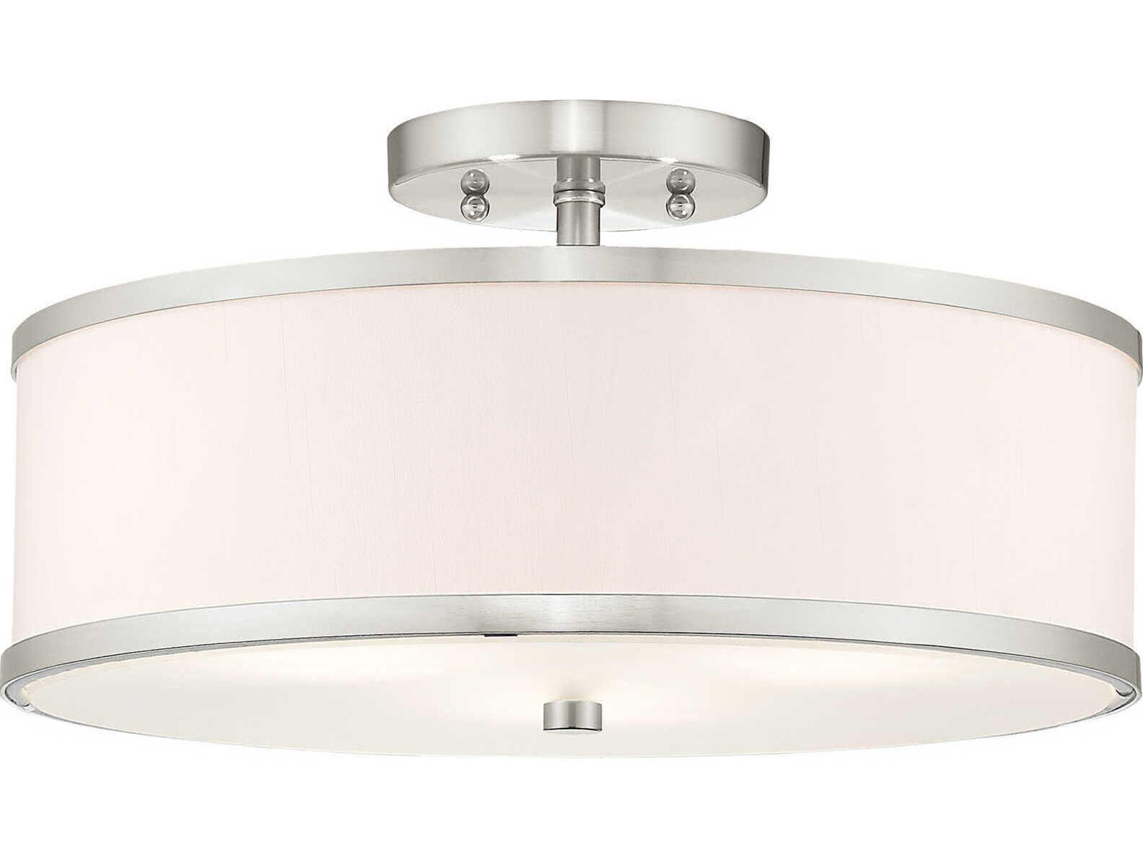 Park Ridge 3-Light Brushed Nickel Drum Semi Flush Mount