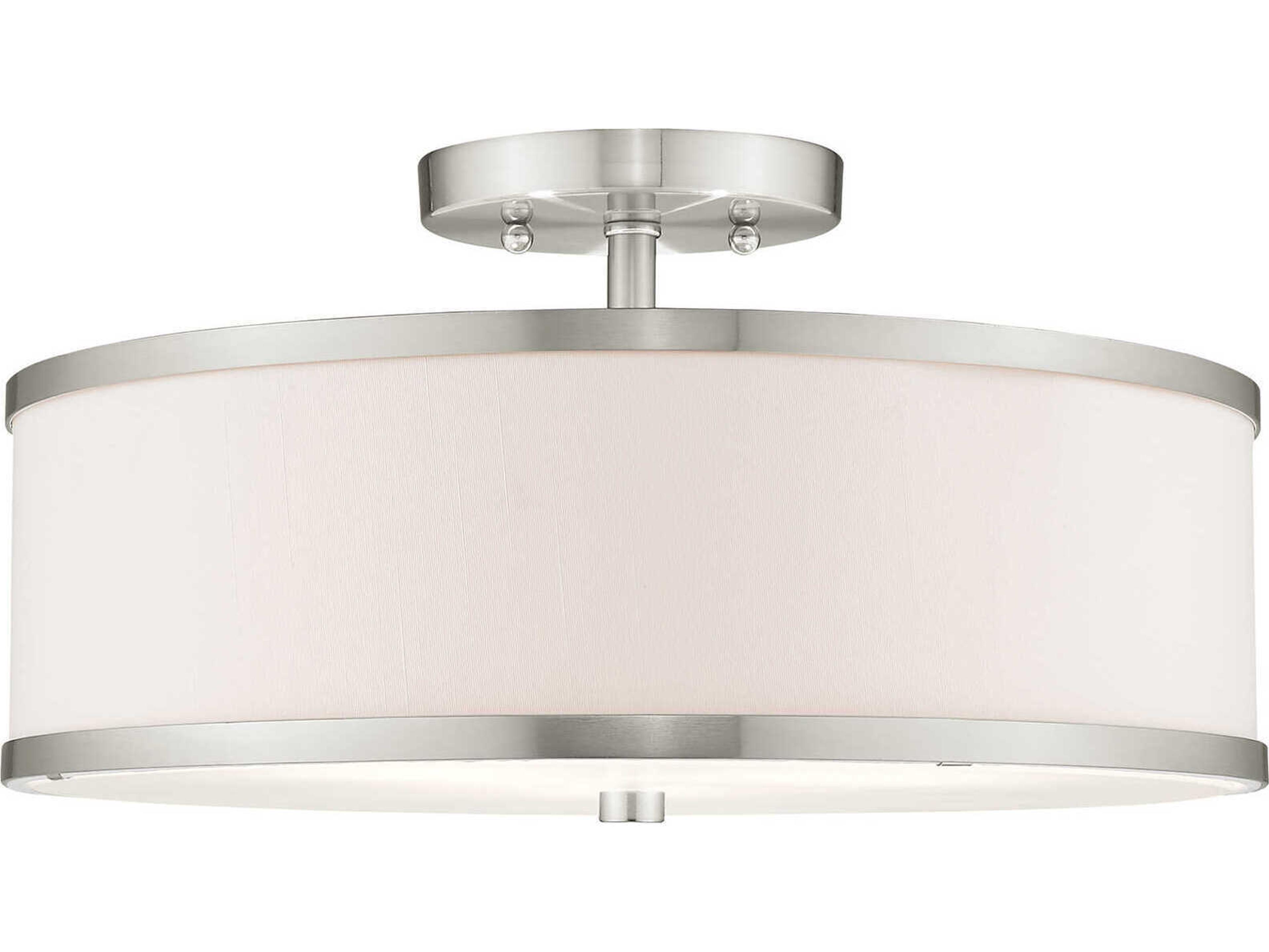 Livex Lighting Park Ridge 3-Light Brushed Nickel Drum Semi Flush Mount
