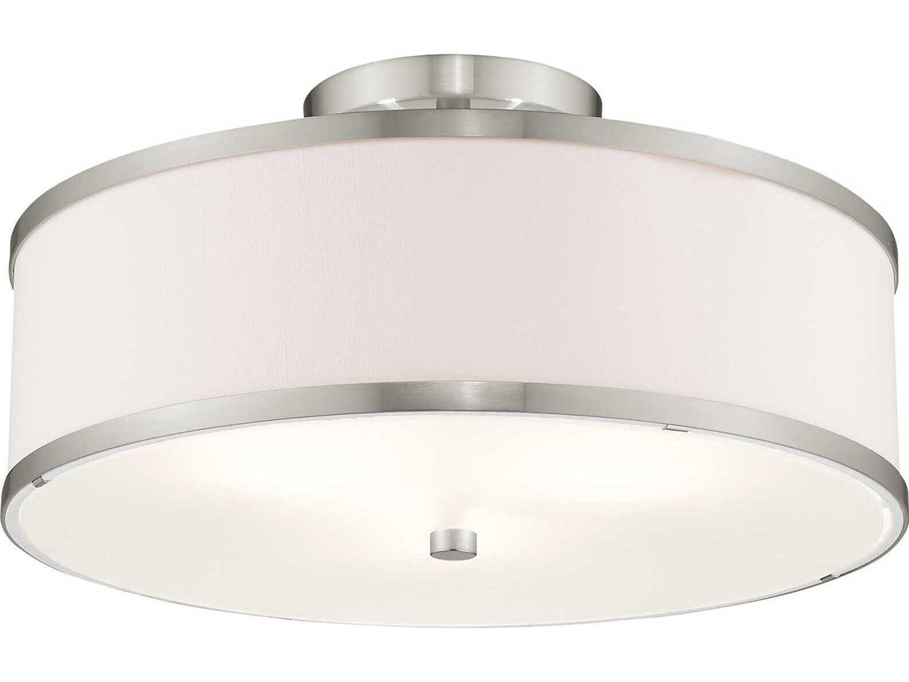 Livex Lighting Park Ridge 3-Light Brushed Nickel Drum Semi Flush Mount