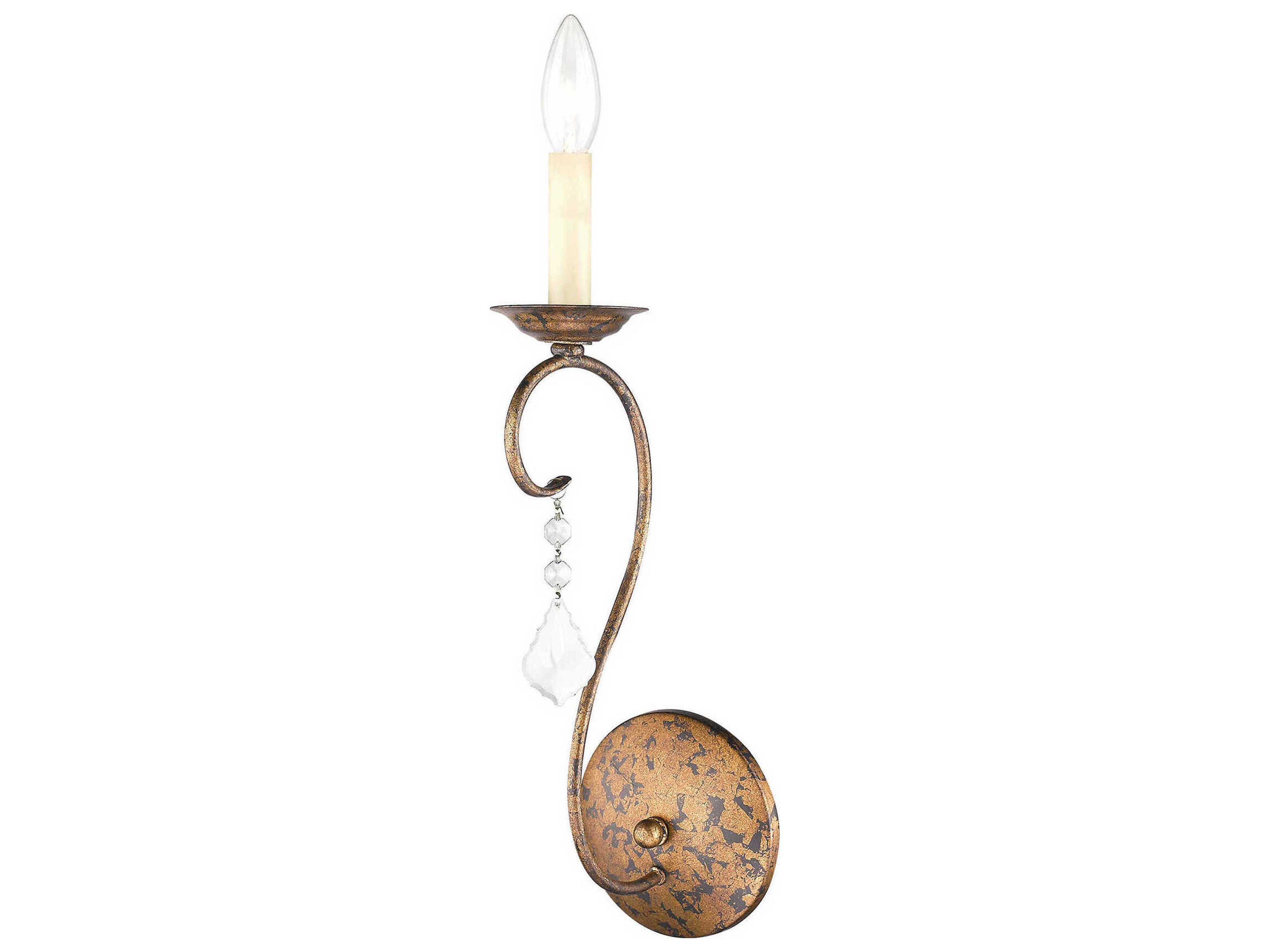 Chesterfield Pennington 1-Light Hand Applied Venetian Golden Bronze Crystal Wall Sconce